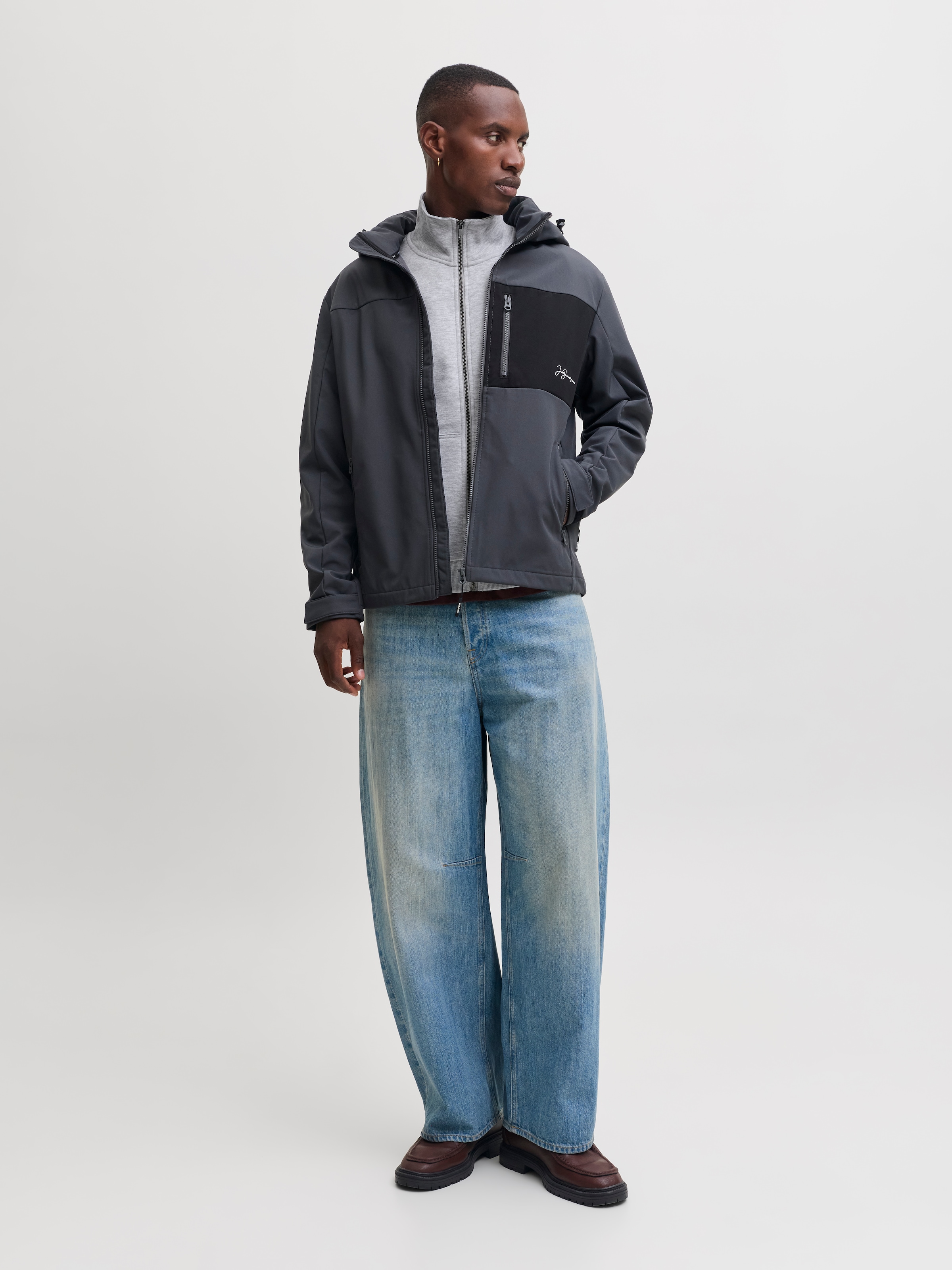 Jack & Jones Veste sweat »JJEBRADLEY SWEAT ZIP HN NOOS« mélange de matériaux, coupe régulière