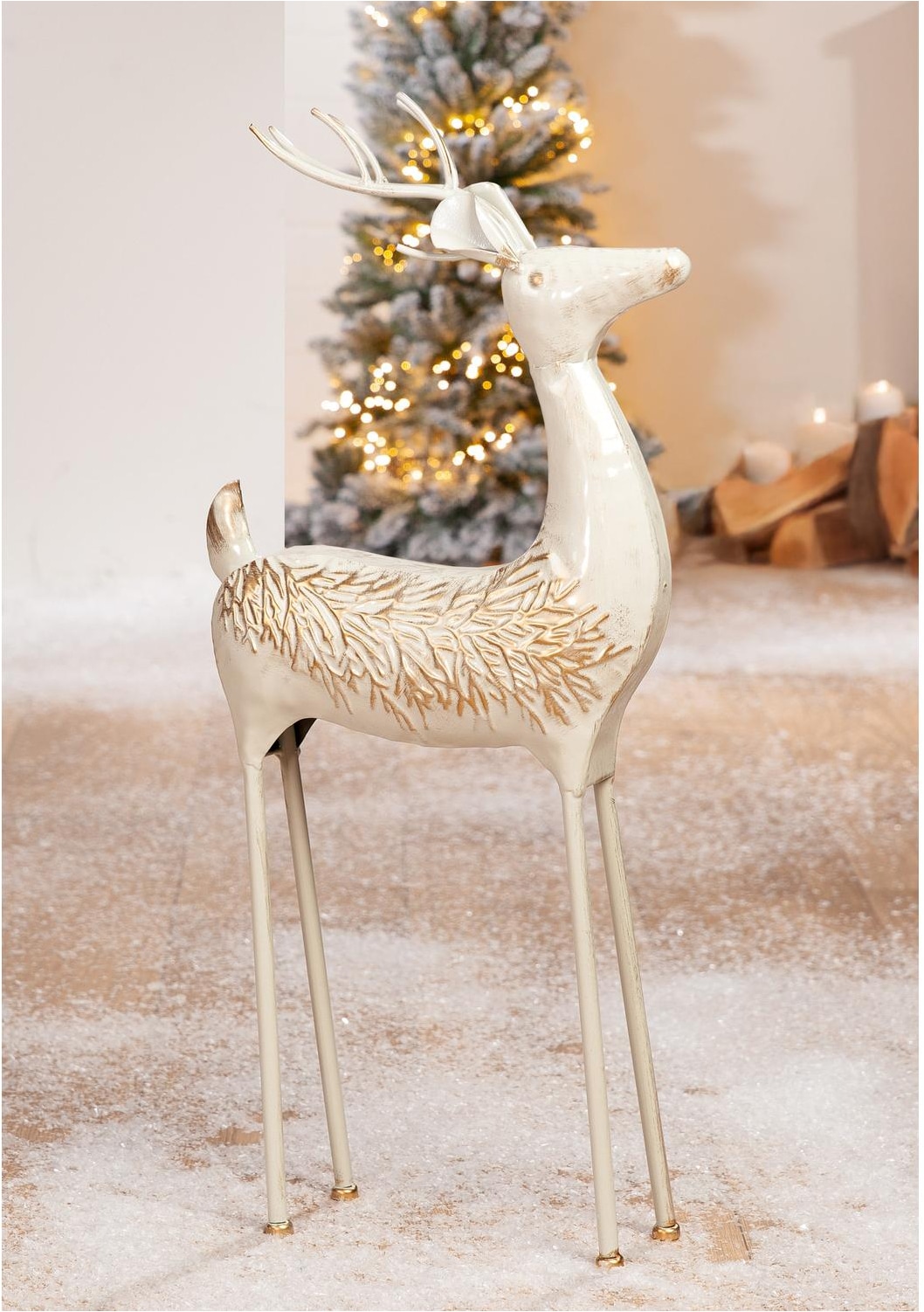 GILDE Skulptur »Figur Hirsch Vancouver grau« Rentier Dekofigur Weihnachten Winter Geweih Tiermotiv