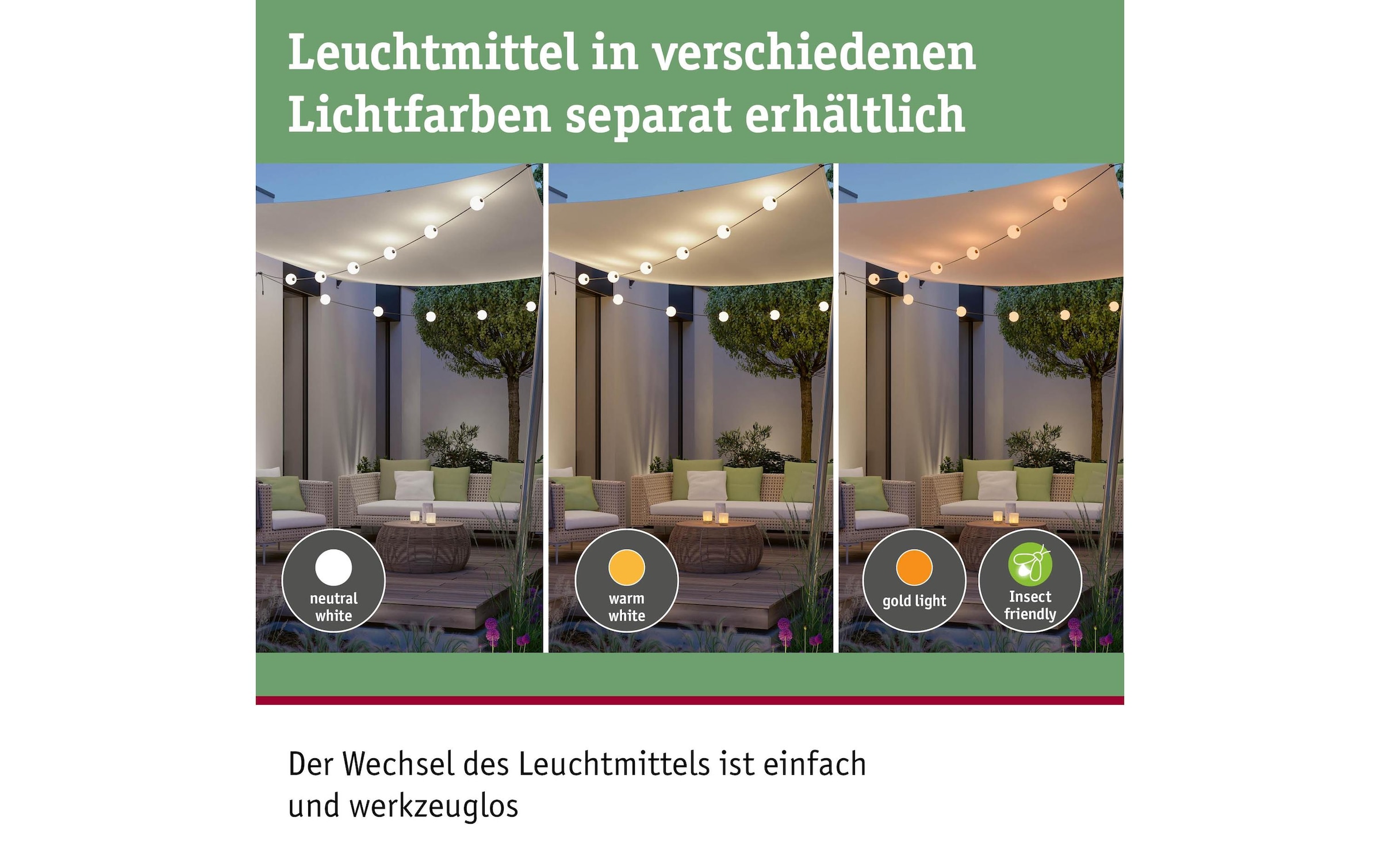 Paulmann Gartenleuchte »LED Lichterkette Plug & Shine Naima 5.88 m, WW, Schwarz« LED-Modul warmweiss
