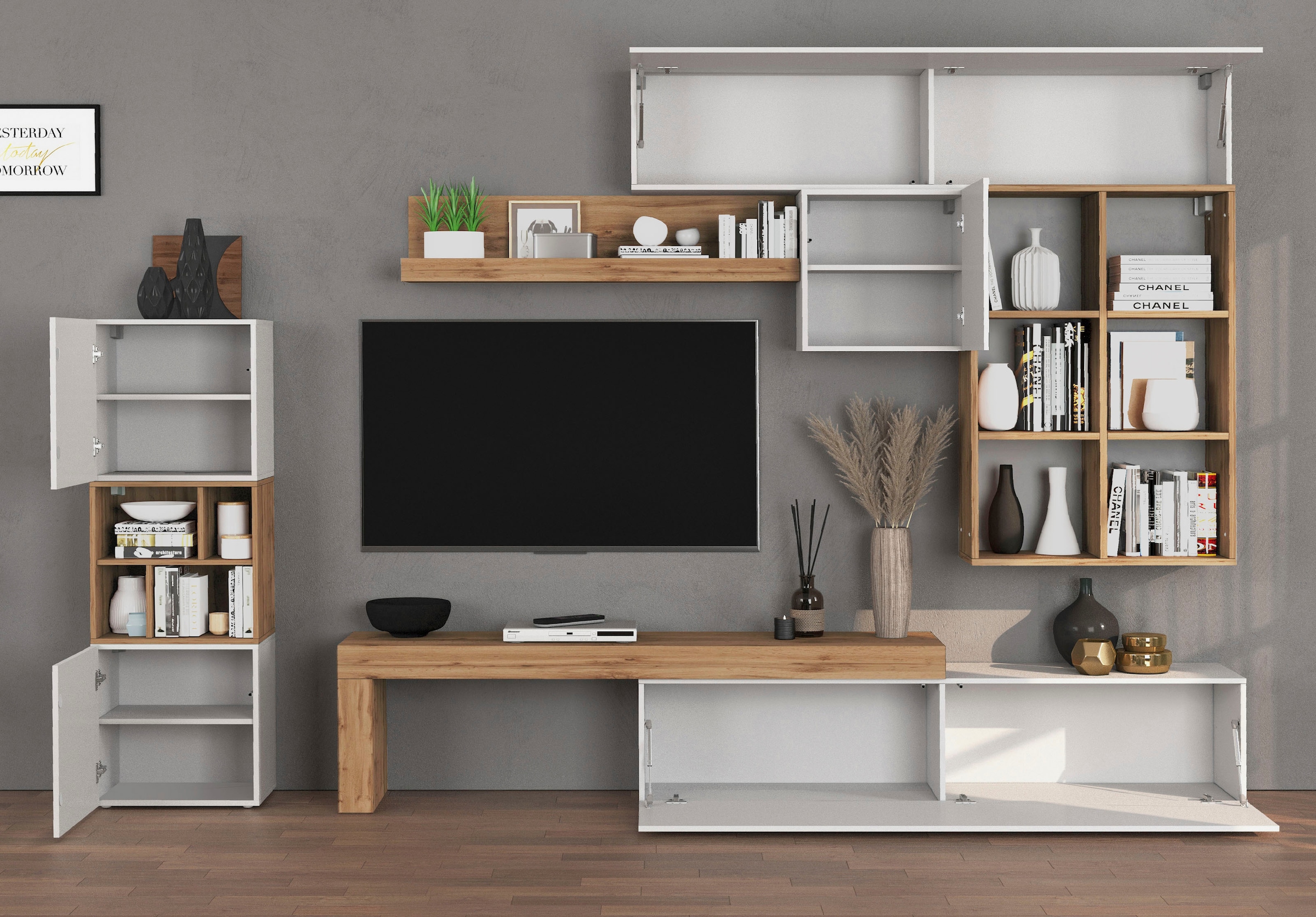 GOODproduct Wohnwand »Chronos Wohnwand, Medienwand, 8-er set« 8 Stk. tlg.