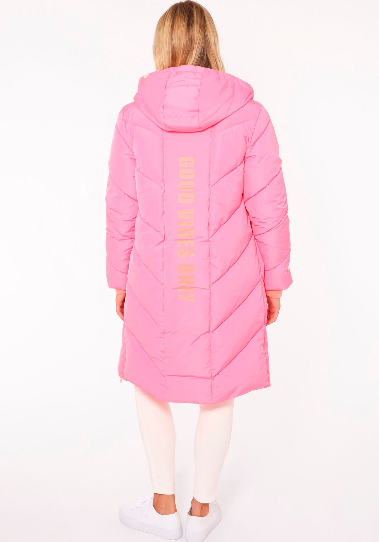 Zwillingsherz Steppjacke »"Good Vibes Only"« mit Kapuze mit Kapuze, Backprint und bedrucktem Zugband