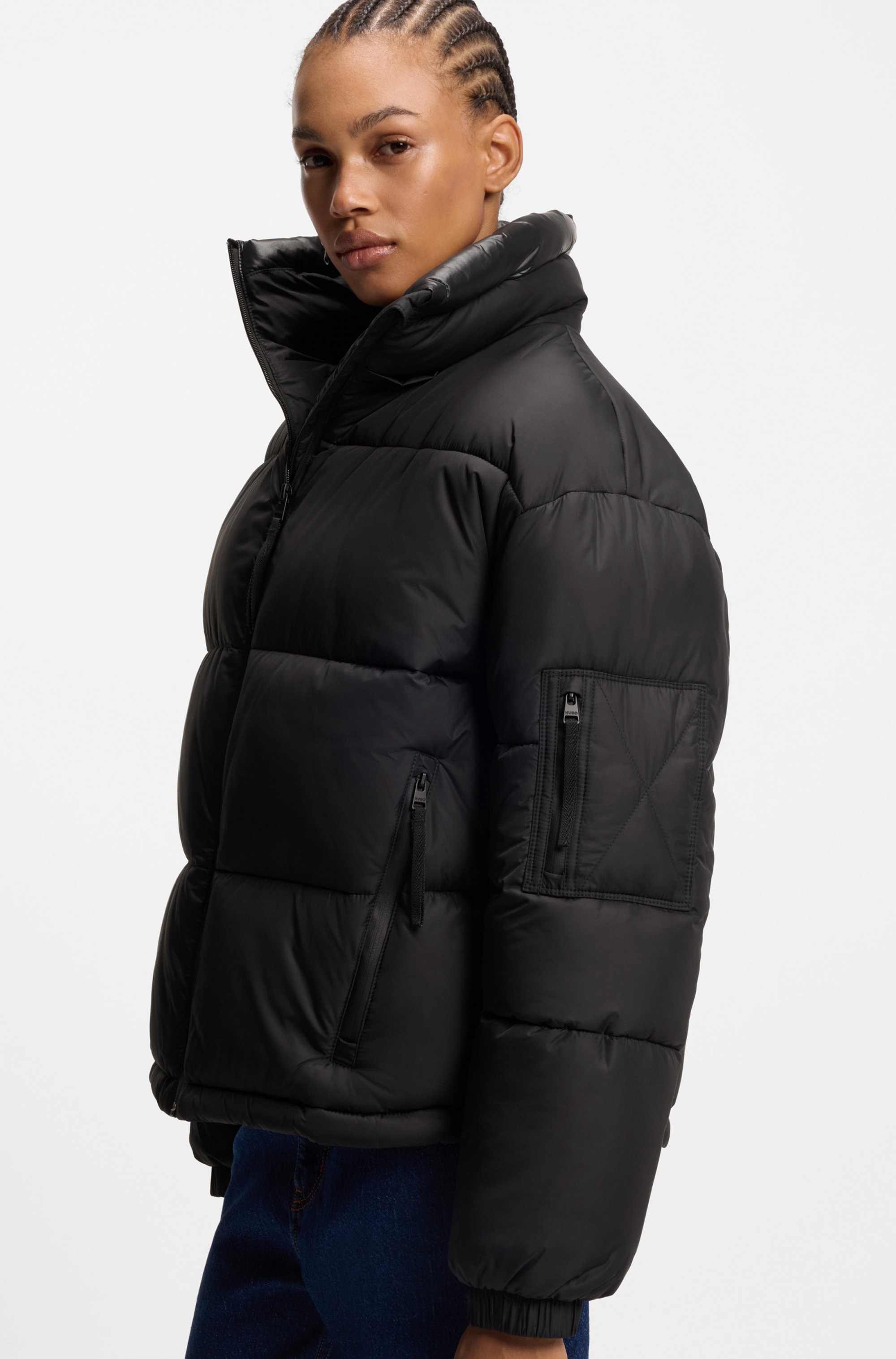 HUGO Blue Veste matelassée »Farida« mit Kapuze im Relaxed Fit mit verkürzter Länge