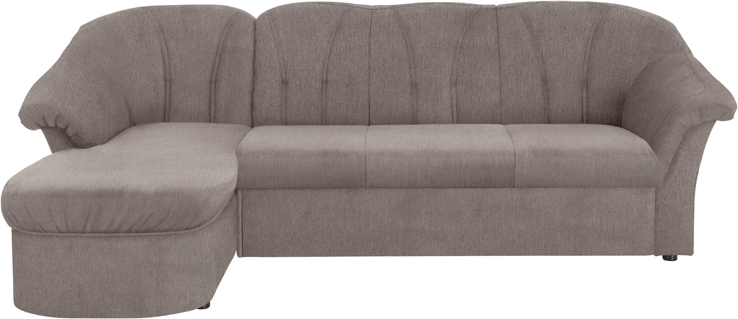DOMO collection Canapé d'angle »Pegnitz, elegante Rückensteppung, kompakte Stellmasse 238/141cm, L-Form« wahlweise mit Bettfunktion