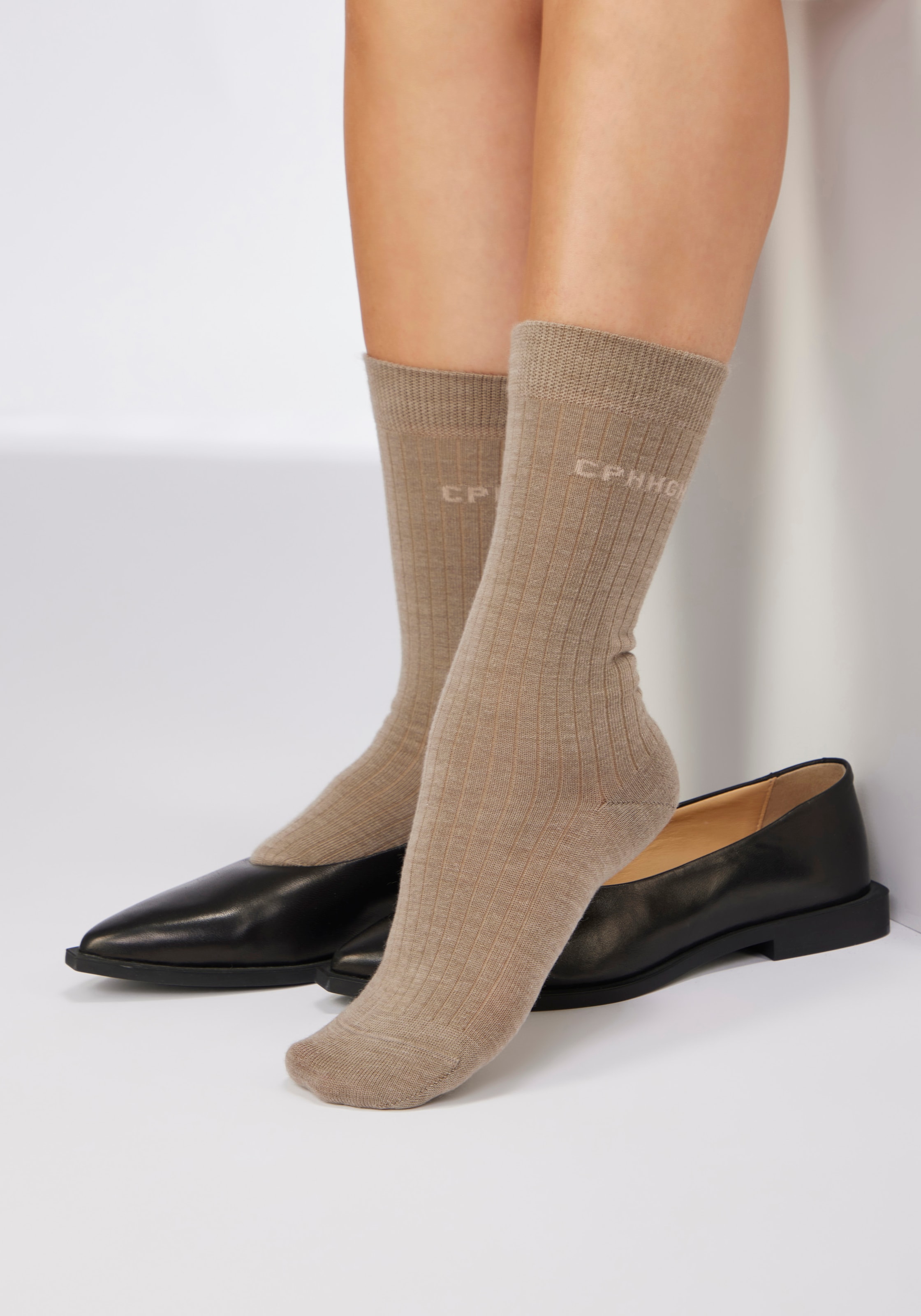 Copenhagen Studios Chaussettes basiques Packung, 2 Couple tlg. gerippt, mit wärmender Wolle