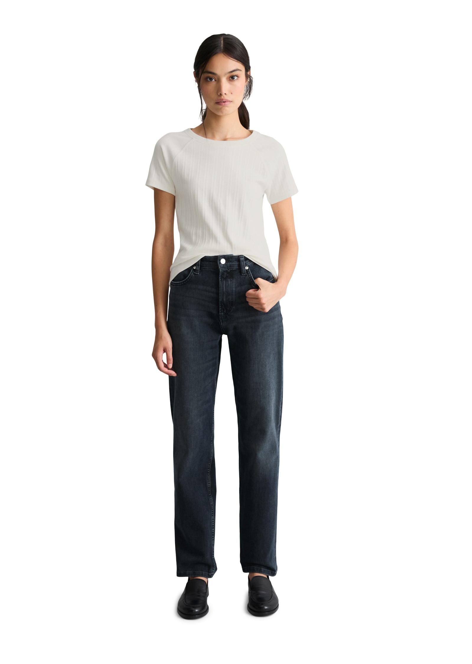 Marc O'Polo DENIM Jeans droit aus Stretch-Baumwolle, Mid Waist