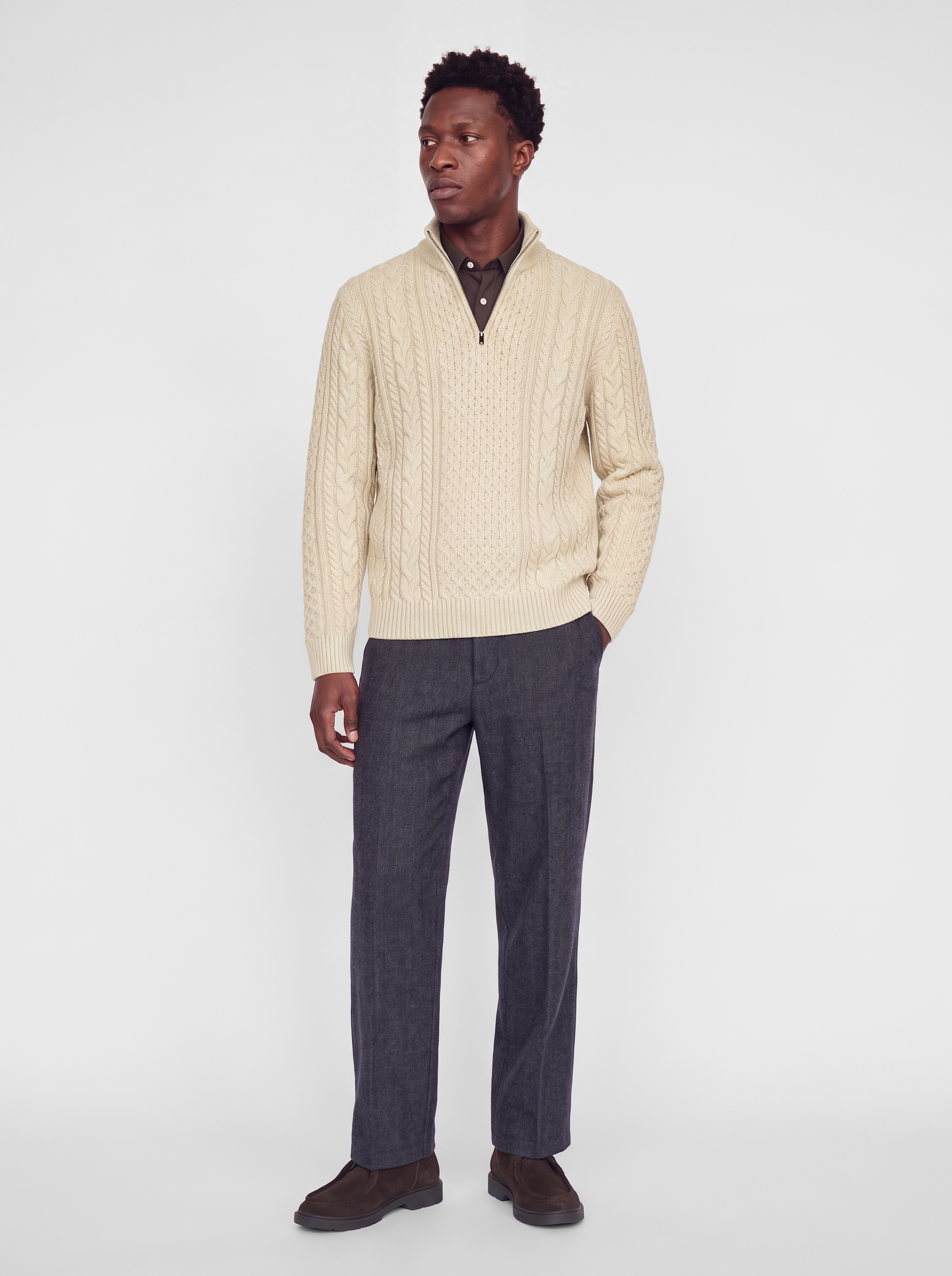 Jack & Jones Strickpullover »JPRBLUCALLUM CABLE KNIT HALF ZIP« Materialmix, regular fit