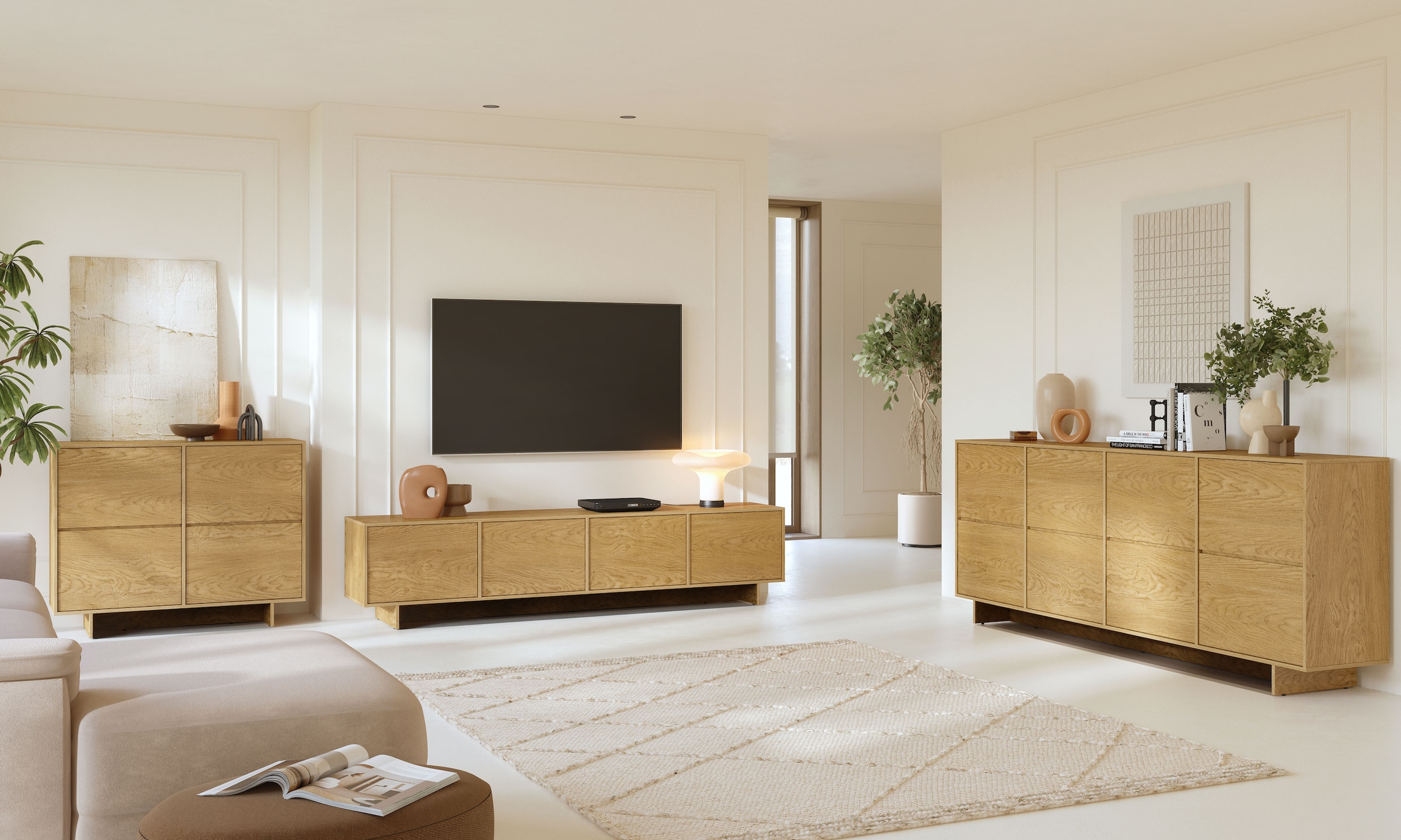 GOODproduct Buffet »Tatami, Stilvolle, moderne grifflose Kommode 2 Türen, Breite 111cm« buffet avec beaucoup de rangement, étagères réglables, fonction push-to-open