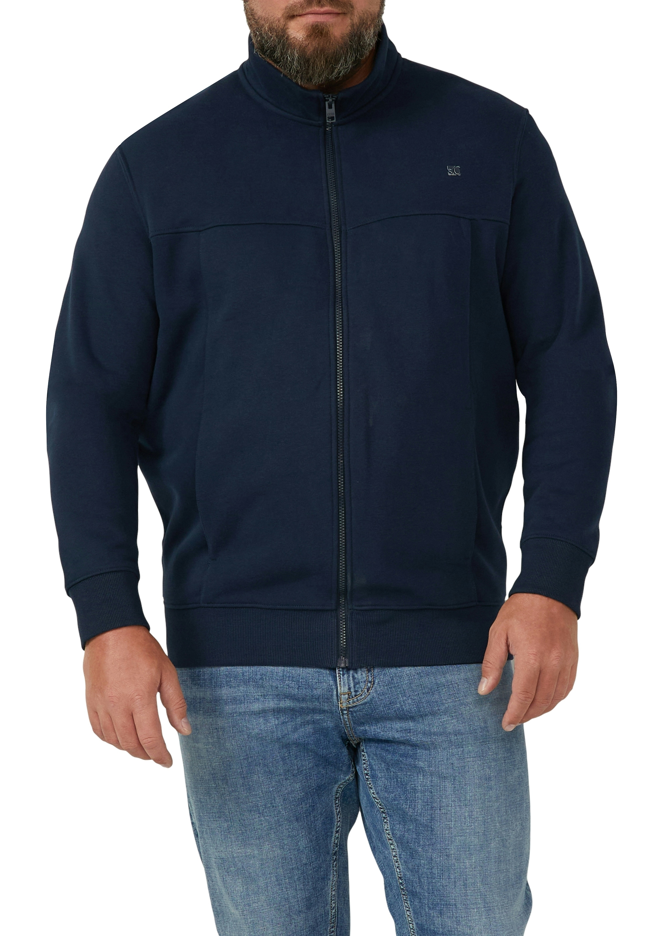 s.Oliver Men Big Sizes Sweatjacke mit Reissverschluss und Stehkragen