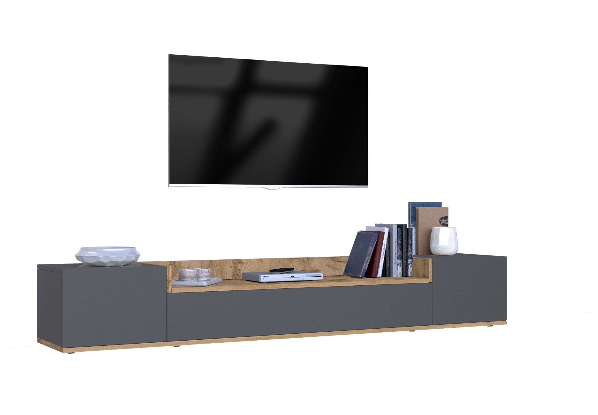 GOODproduct Lowboard »BOLSENA,TV-Kommode, TV-Möbel,TV-Bank, 4 Fächer und offenes Ablagefach« 1 Stk. tlg. stehend/hängend montierbar, Made in Italy, B/T/H: 200 × 35 × 31,2 cm