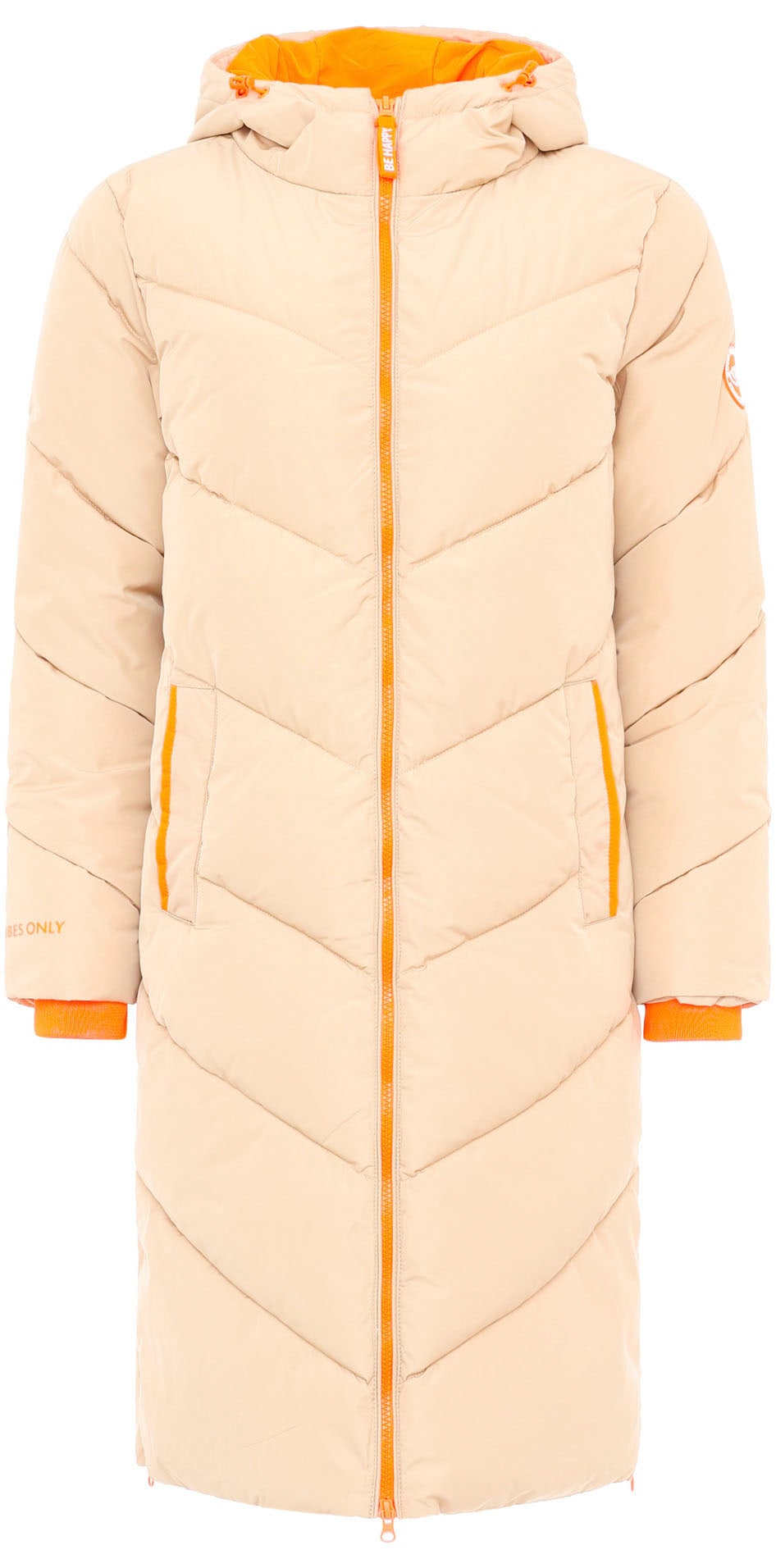 Zwillingsherz Veste matelassée »"Positive Mind"« avec capuche double fermeture éclair, capuche avec inscription au dos, détails contrastés, chaud