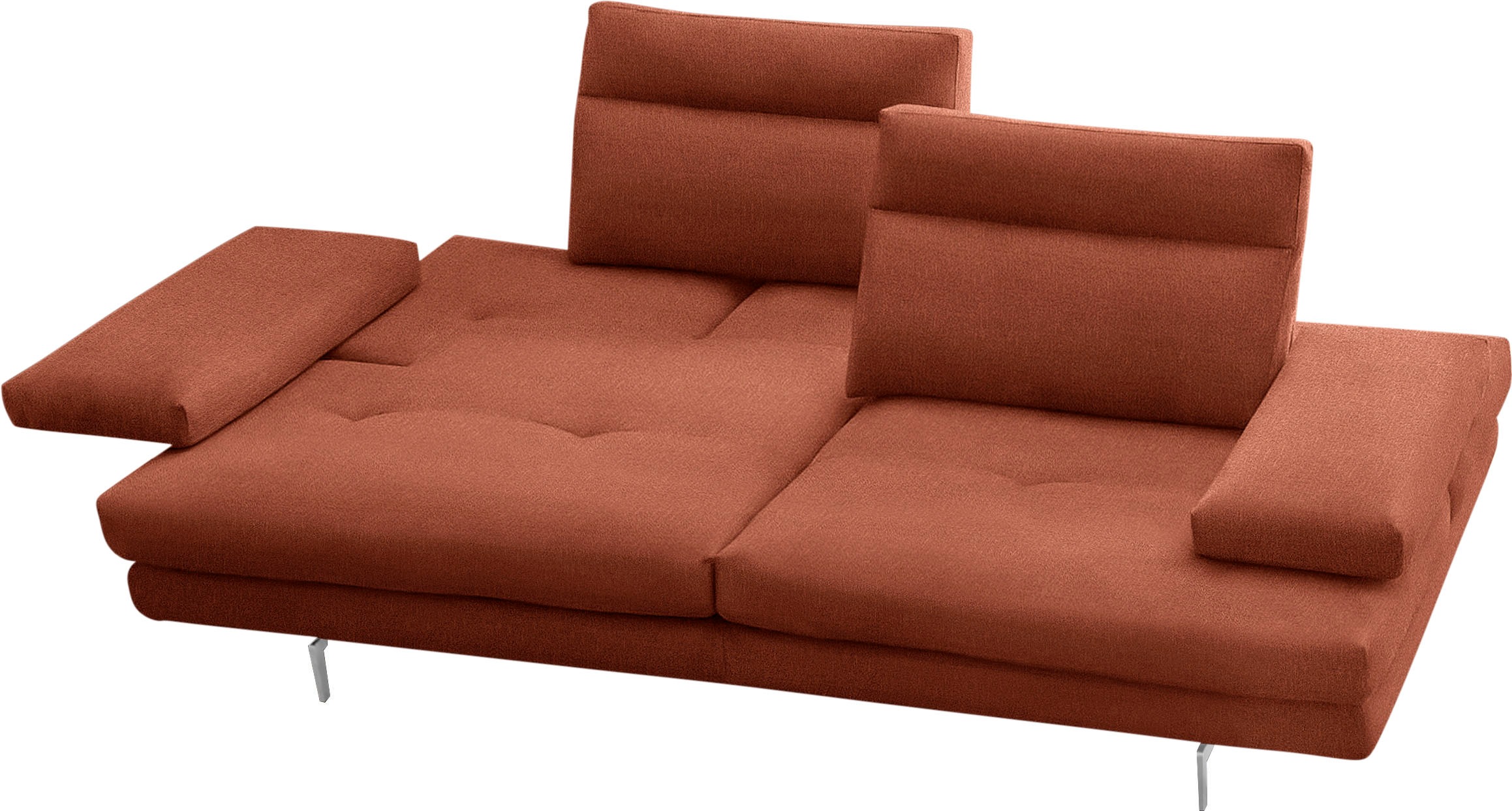 CALIA ITALIA 3-Sitzer »Toby Wing, 208 cm breit, Designsofa mit hohem Sitzkomfort« inklusive Sitztiefenverstellung, Füsse in Chrom glänzend