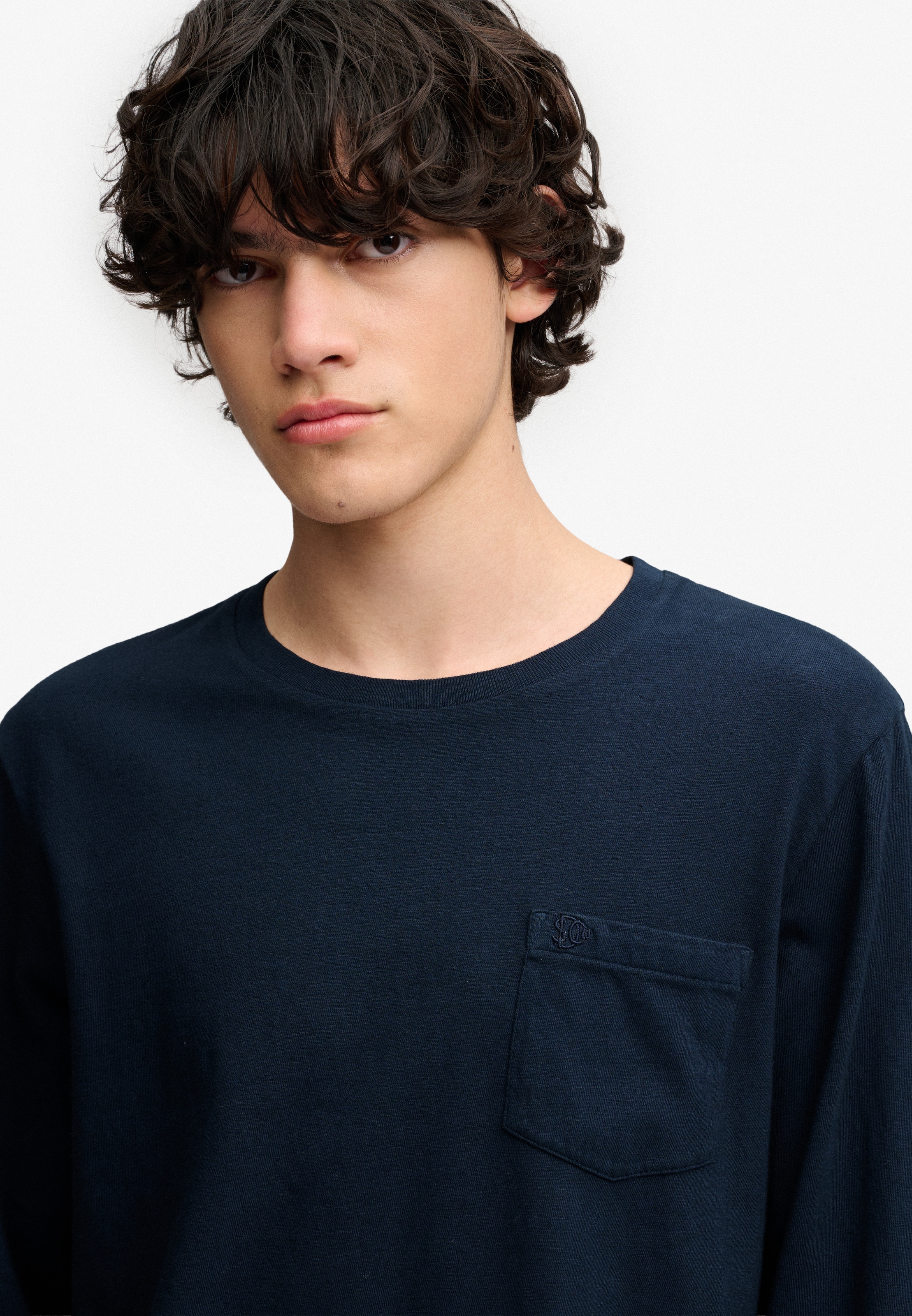 Superdry T-shirt à manches longues »COTTON LINEN L/S POCKET TOP« aus Baumwolle und Leinen, Relaxed Fit, mit Rundhalsausschnitt