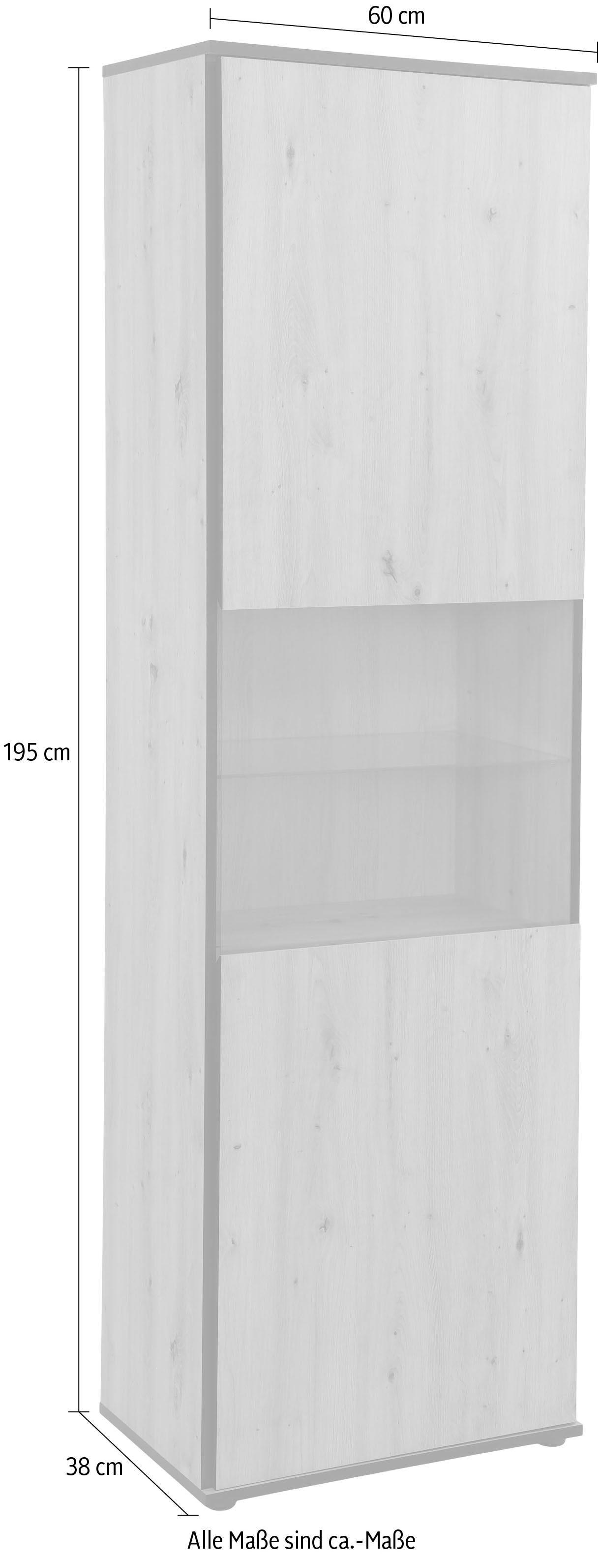 HELA Vitrine »Ariana« mit angeschrägten Griffmulden, Höhe 195 cm