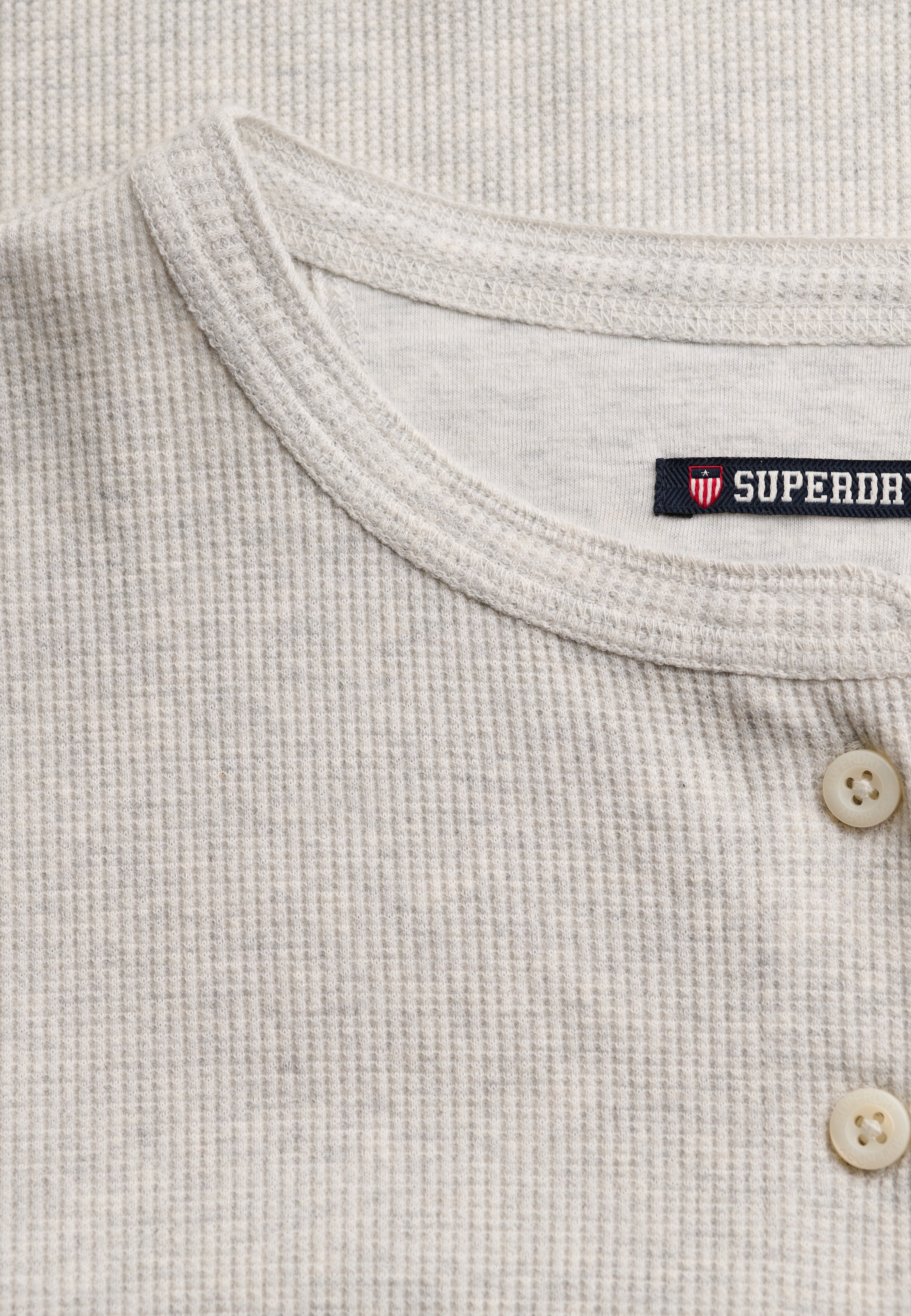 Superdry T-shirt à manches longues »ATH ESS WAFFLE BUTTON LS TOP« mélange de coton, coupe skinny
