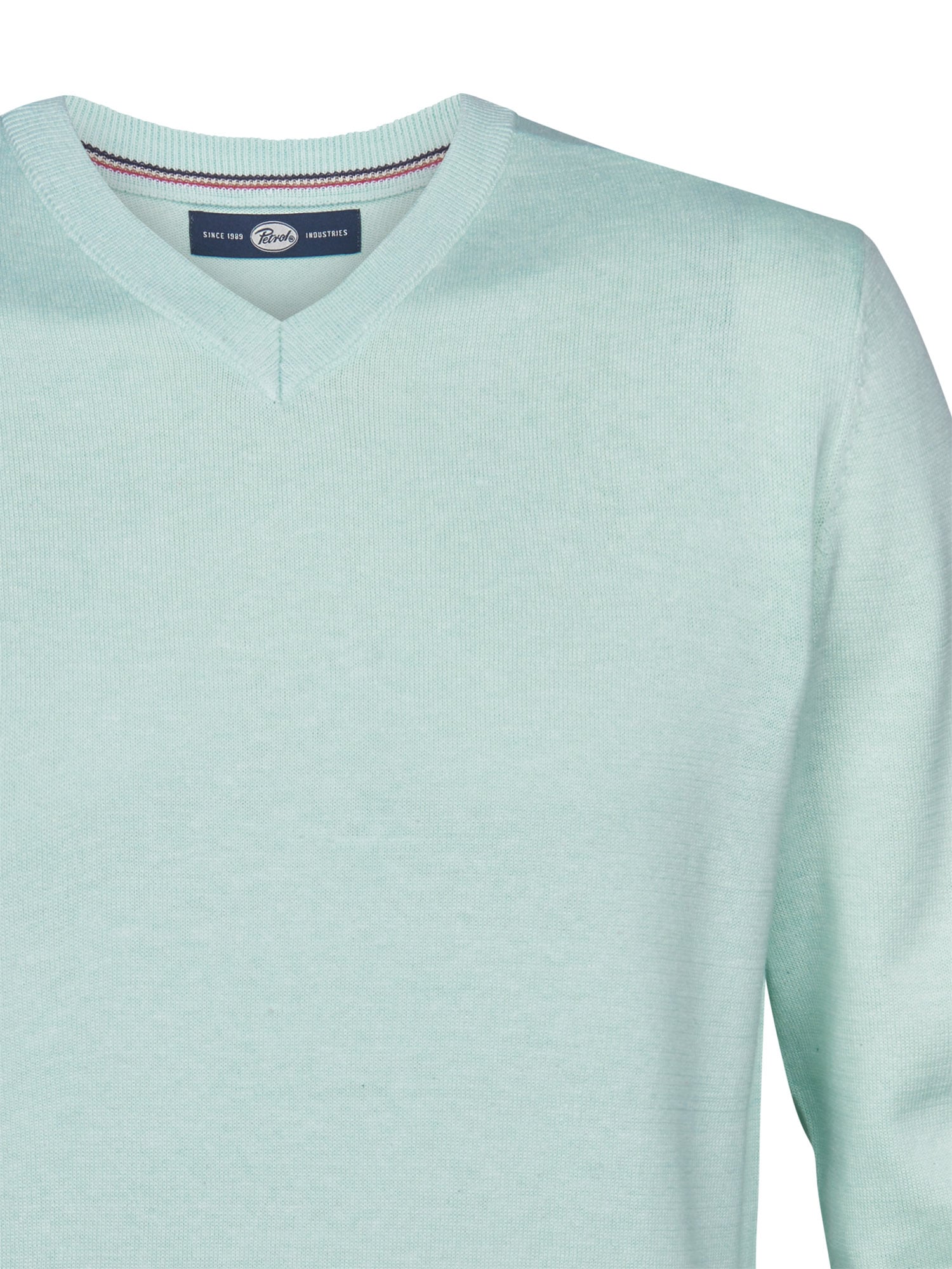 Petrol Industries Pull col V »V-Neck Basi« mélange de matériaux avec coton