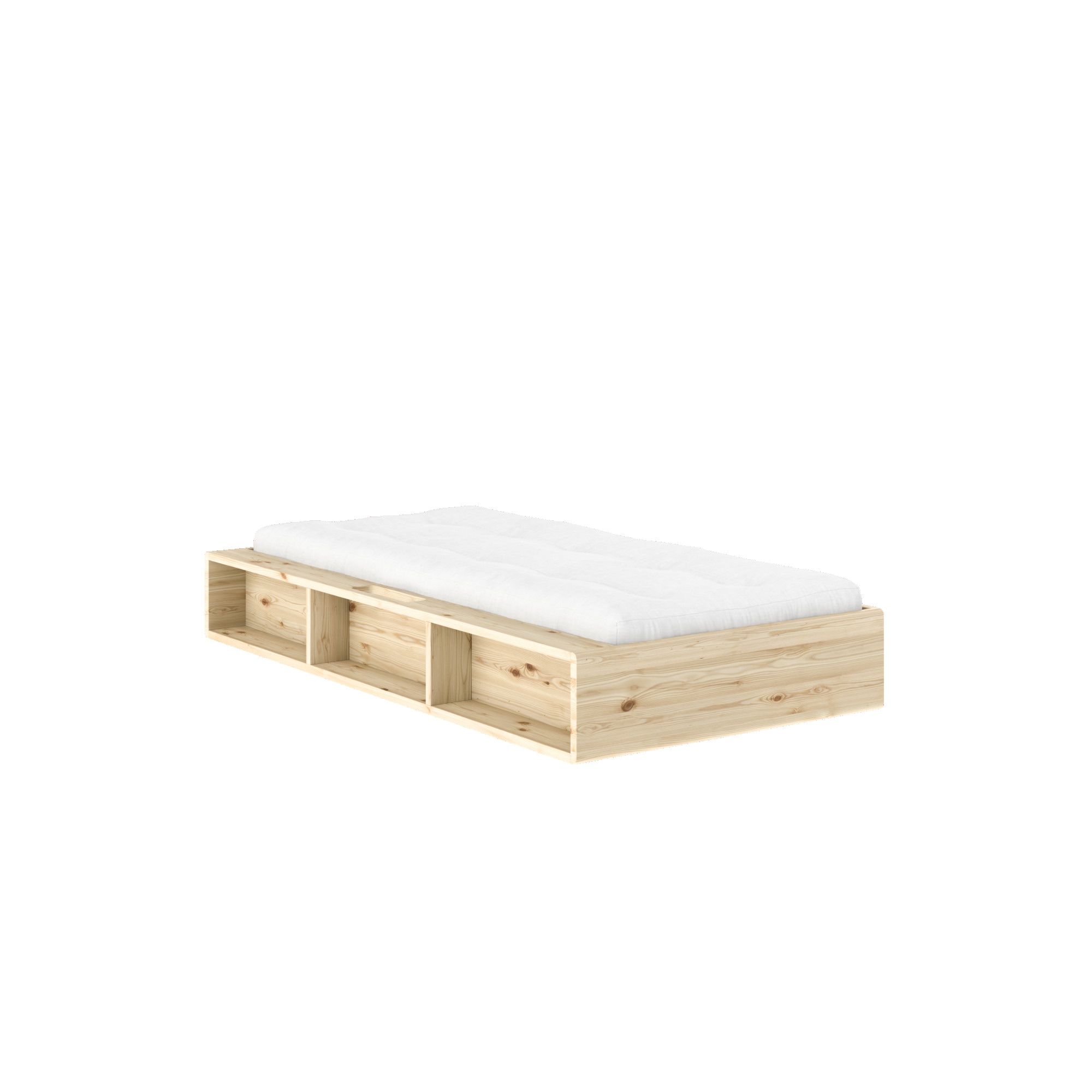Karup Design Lit de rangement »Ziggy Bed, Stauraumbett, FSC®-zertifiziertes Massivholz made in Europe« Disponible pour matelas largeur 90, 120, 140, 160 ou 180 cm,  avec 3 étagères, sommier inclus, sans matelas, plusieurs couleurs