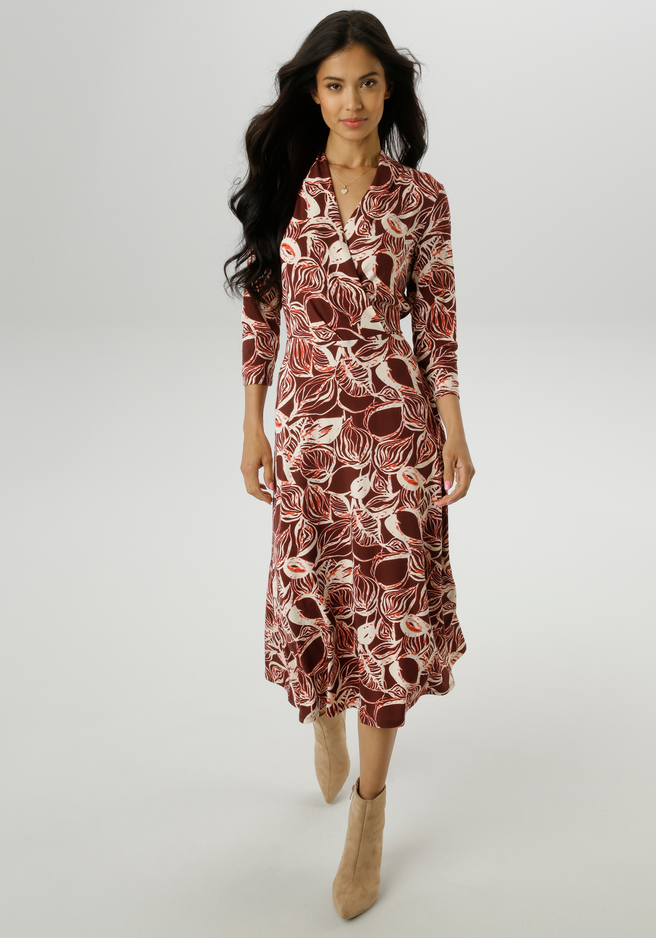 Aniston SELECTED Robe en jersey mit V-Ausschnitt in Wickeloptik und Bindedetail - NEUE KOLLEKTION