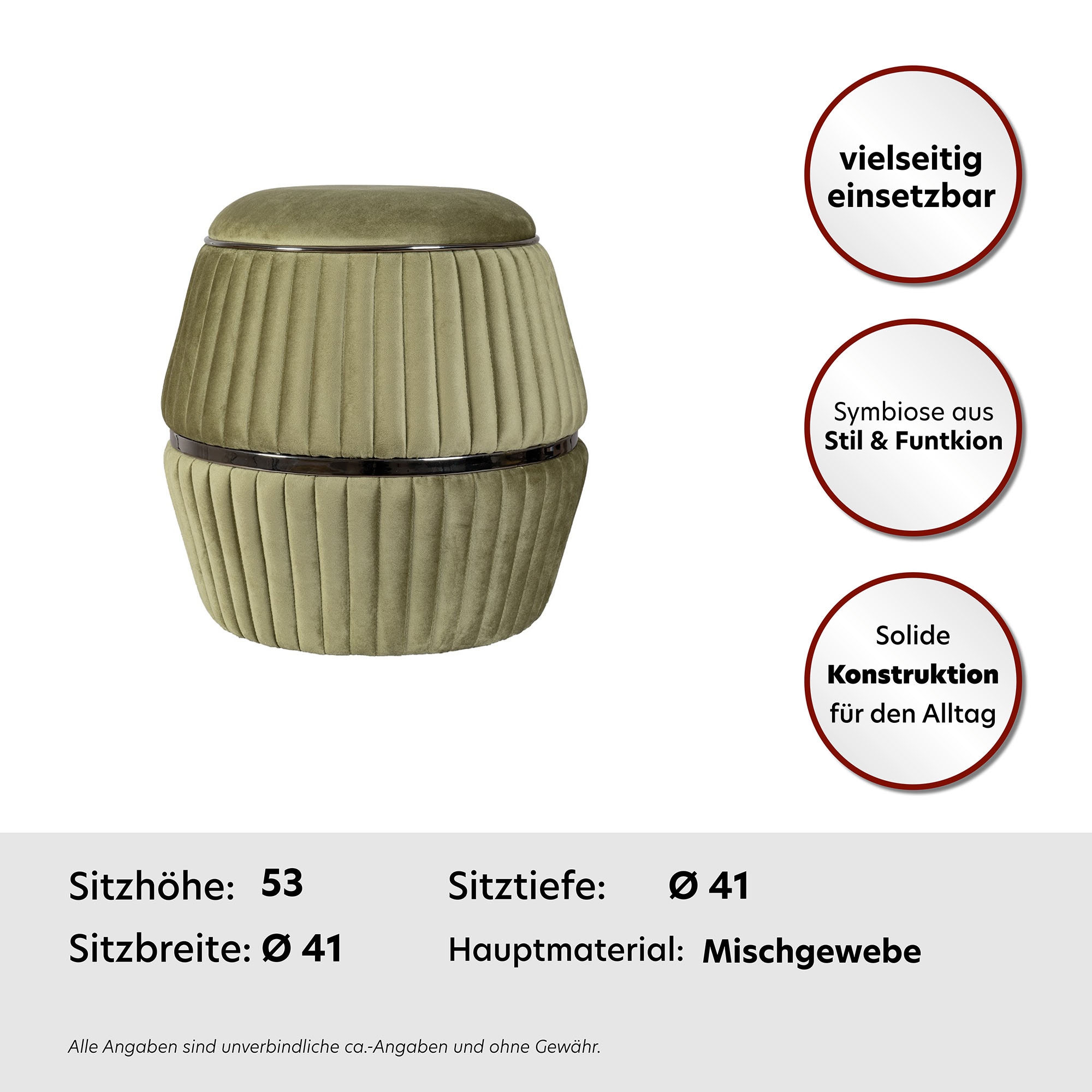 Kayoom Pouf »Hocker Doric, trendiger Look, ästhetische Farbgebung, schöne Steppung« 1 cuis tlg. komfortabel, hochqualitativ, pflegeleicht, in vielen Räumen zuhause