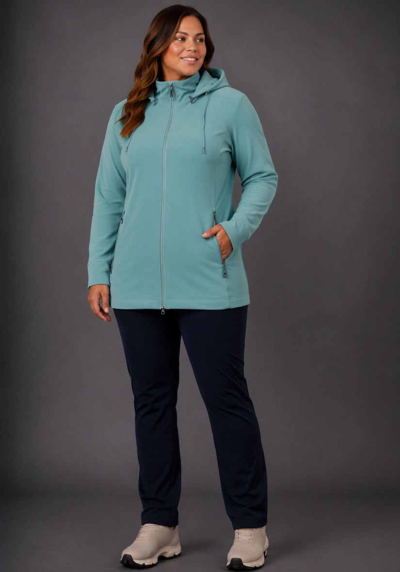 Polarino Veste polaire »Grosse Grössen« avec capuche pour les jours froids, en polaire, style sportif, respirant