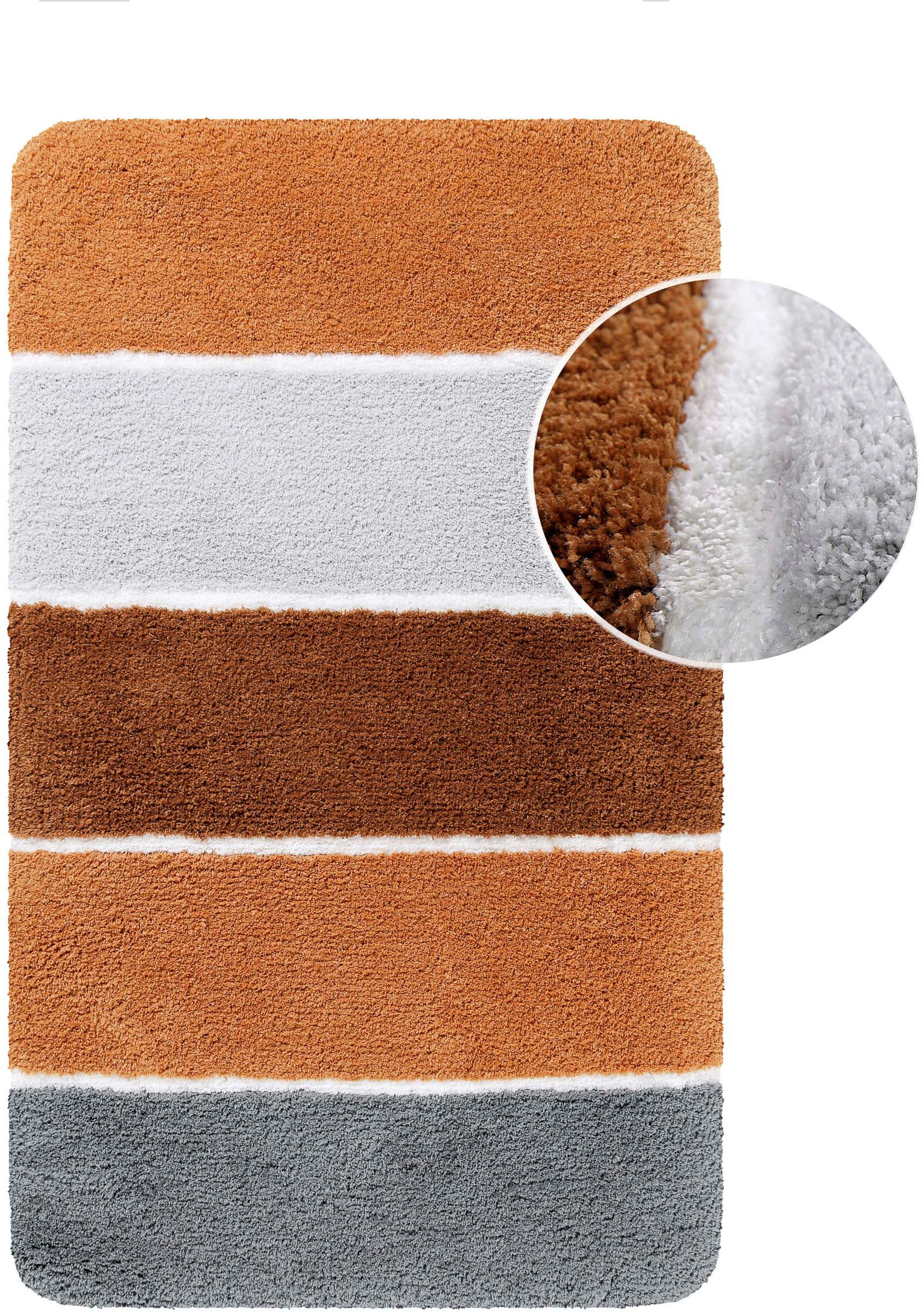 Homie Living Tapis de bain »Rio Marina« Höhe 30 mm flauschiger Badteppich, modern gestreift, waschbar, Badezimmerteppich