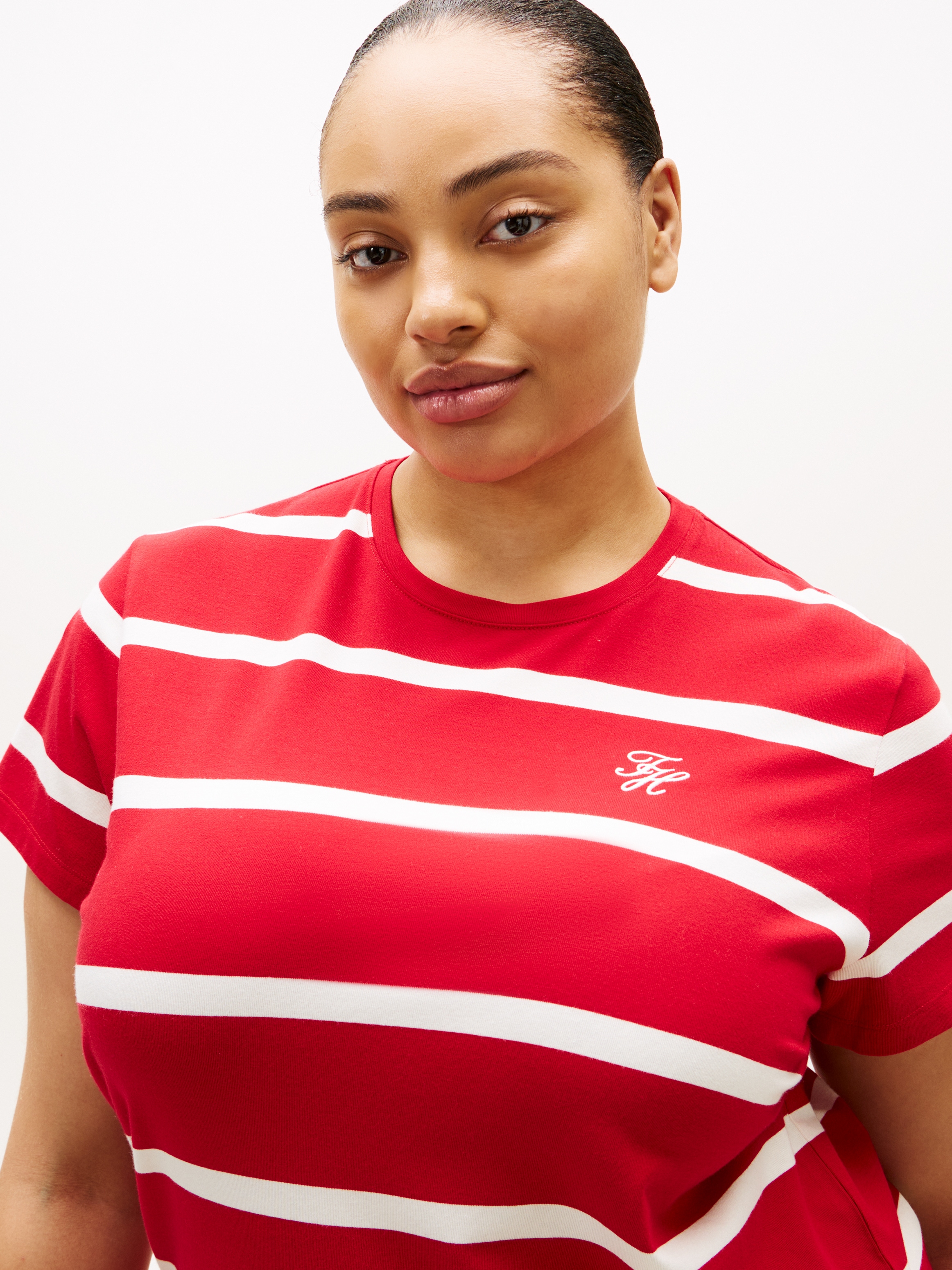 Tommy Hilfiger Curve Kurzarmshirt »CRV TH SCRIPT REG C-NK SS TEE« in grossen Grössen