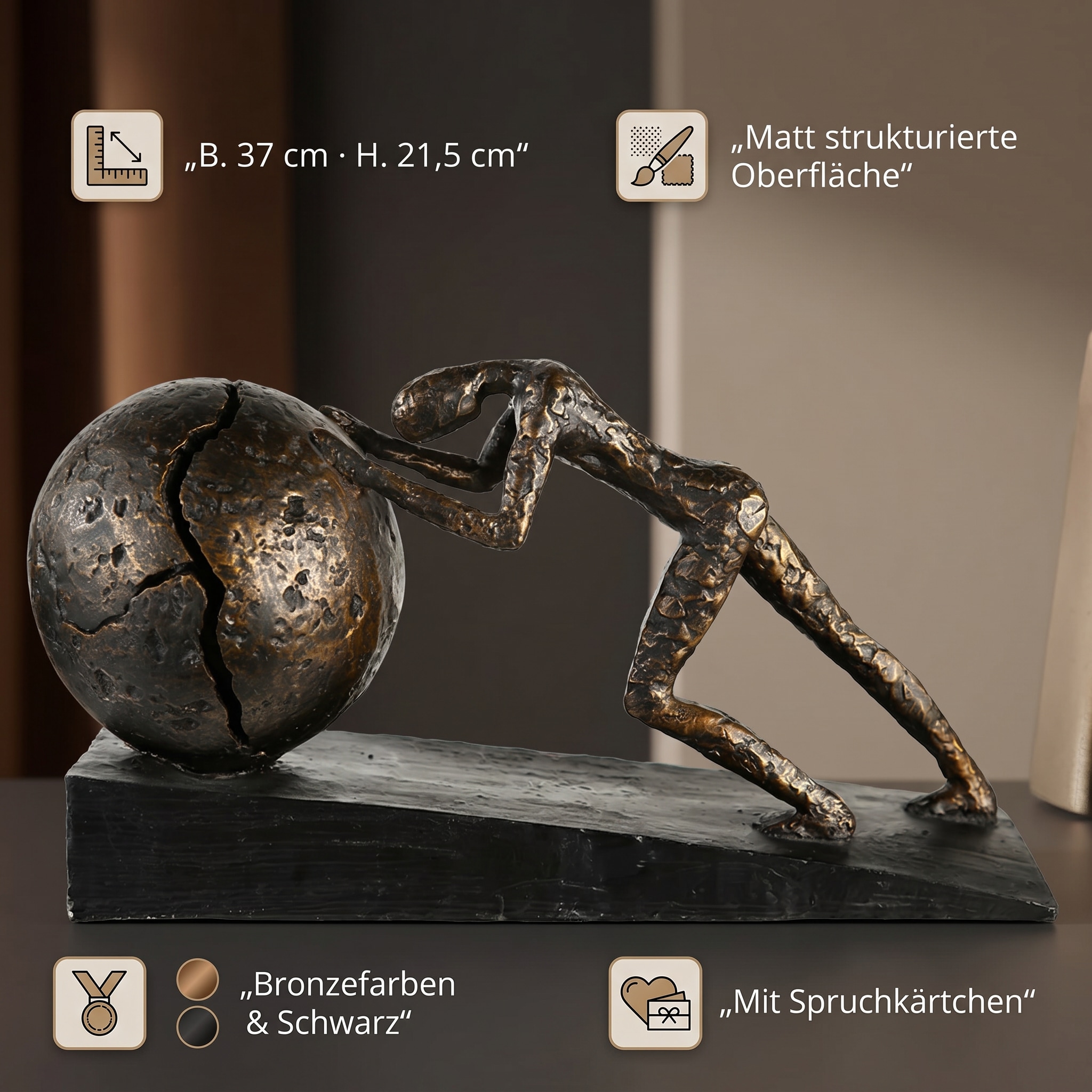 Casablanca by Gilde Figurine de décoration »Skulptur Heavy Ball« objet déco, hauteur 22 cm, avec étiquette à message, salon