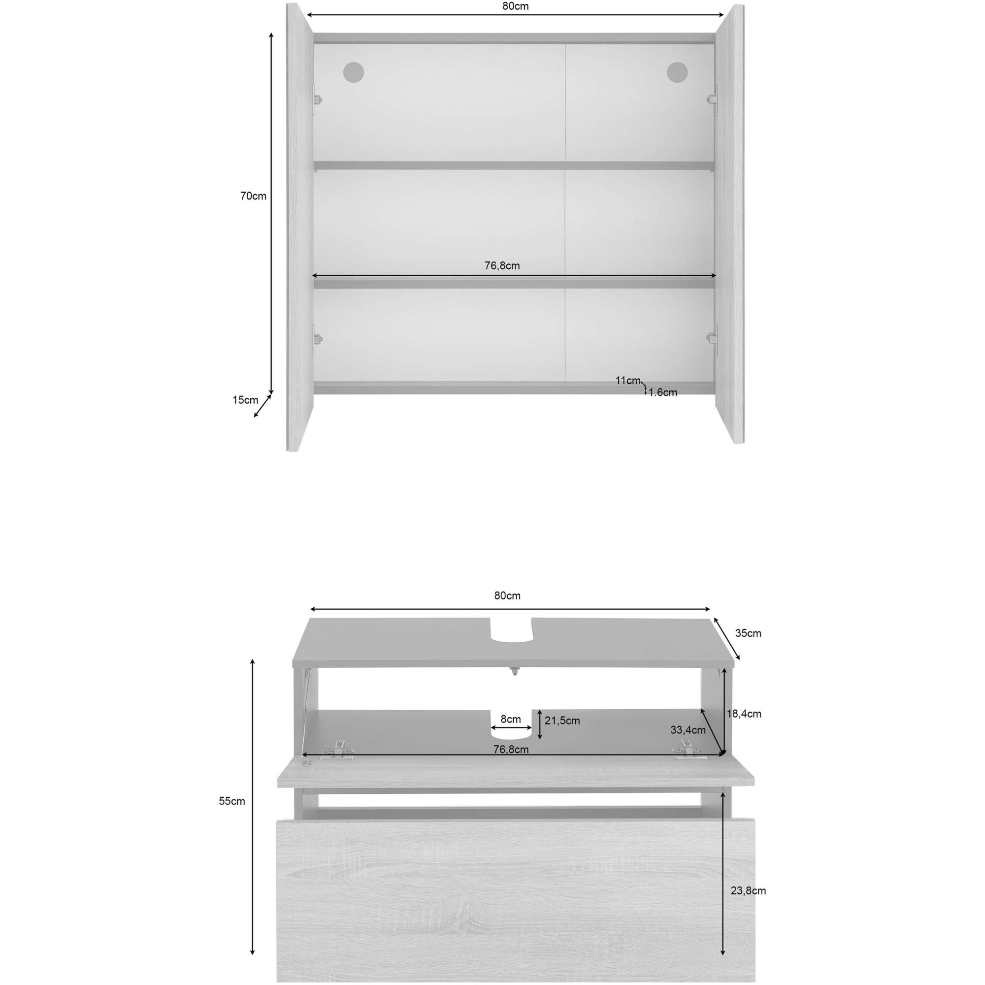 Home affaire Badmöbel-Set »Wisla« Set, 2 Stk. tlg.