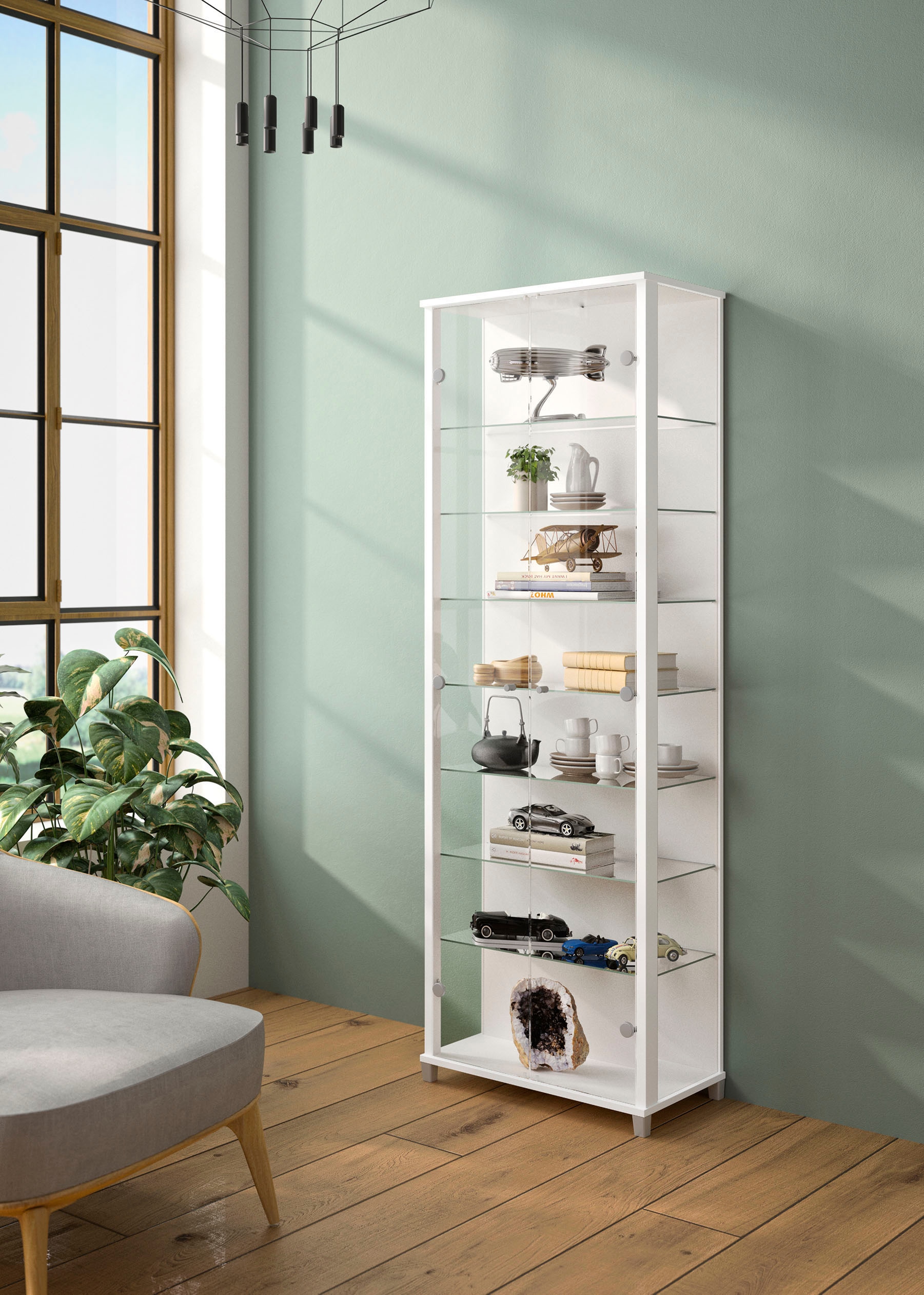 fif möbel Vitrines »Optima« Standvitrine, 2 Glastüren, 7 Böden, vielseitig, perfekt für Sammler