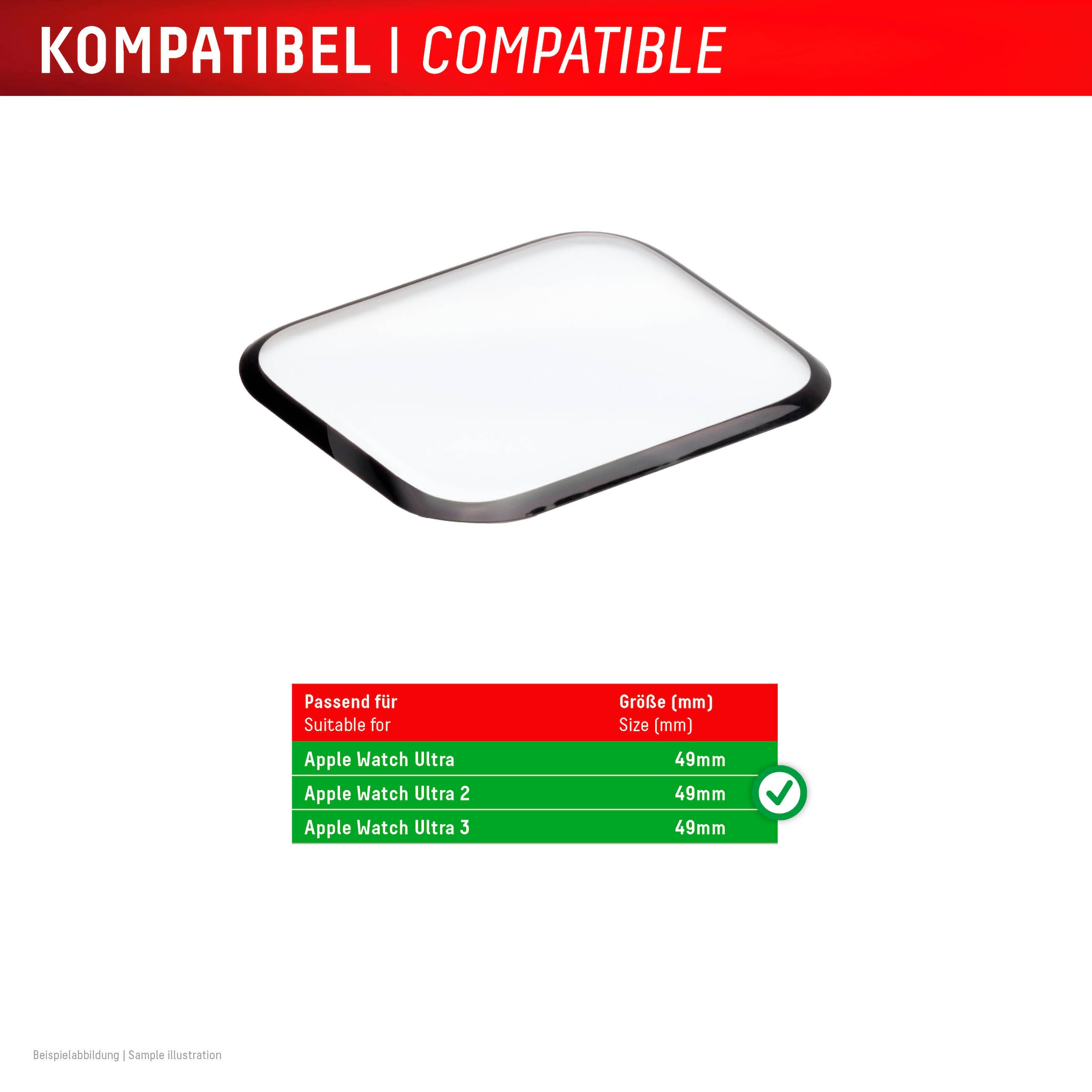 Displex Verre de protection d'écran »Smartwatch Glass Unbreakable Protector Full Cover« für Apple Watch Ultra 49 mm;Apple Watch  Ultra 2 49 mm;Apple Watch Ultra 3 49 mm Packung, 2x Acrylglas Protector,  Displayschutzfolie, kratz- & stossfest