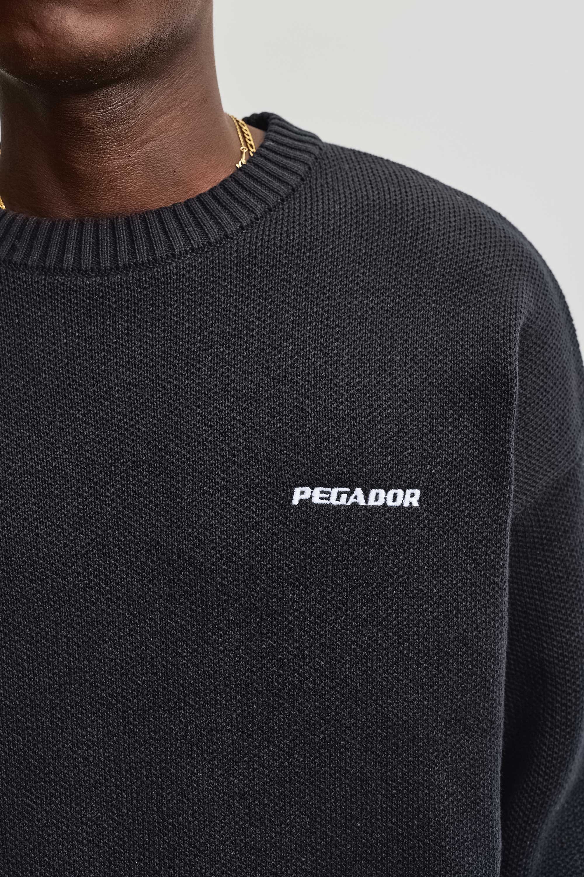 PEGADOR Pull à col rond »Logo Oversized Knit Sweater« mélange de coton, oversize