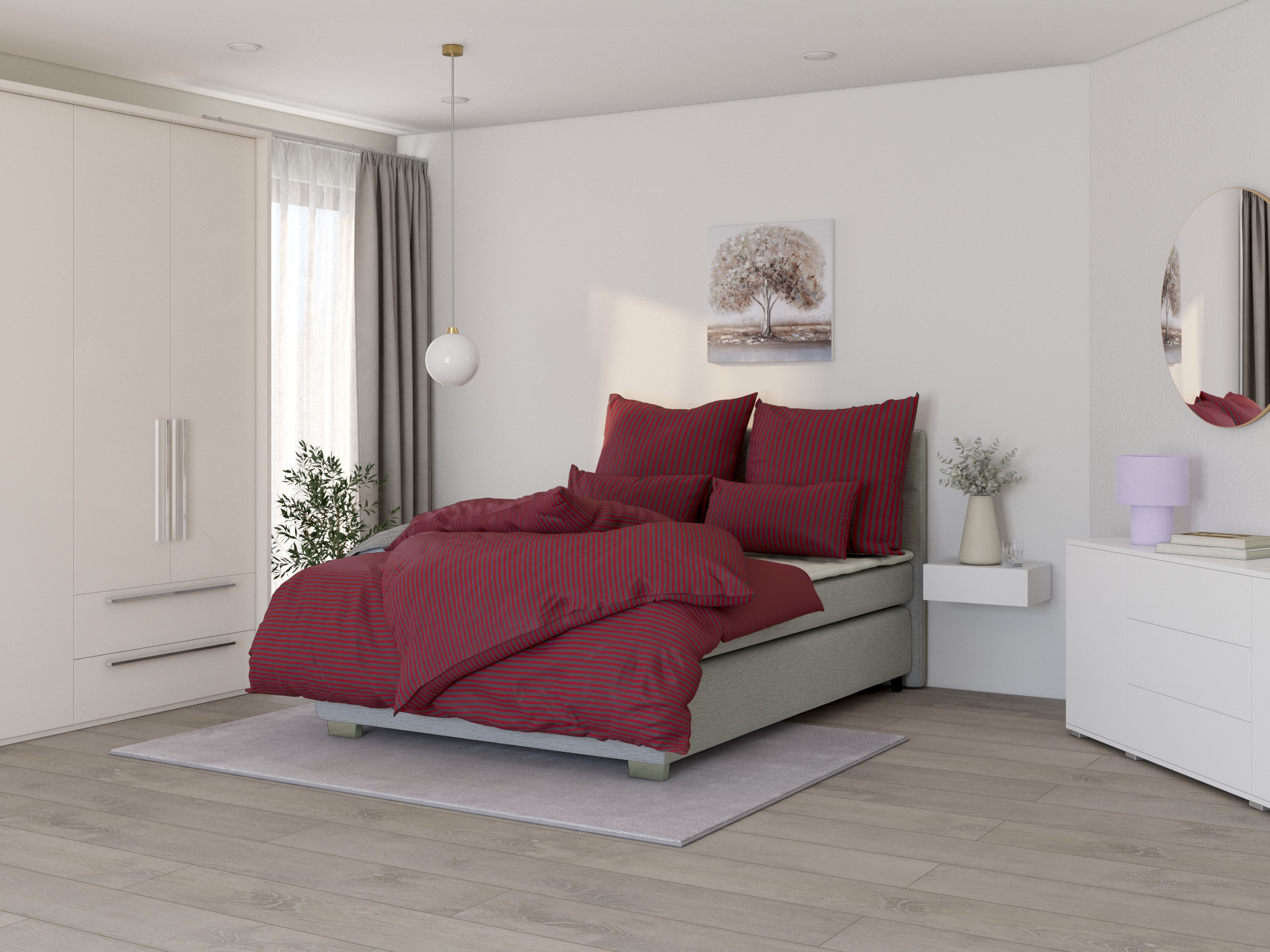 Bruno Banani Linge de lit »Jassen« 2 cuis tlg. moderne Bettwäsche aus Baumwolle, Bettwäsche mit Streifen-Design