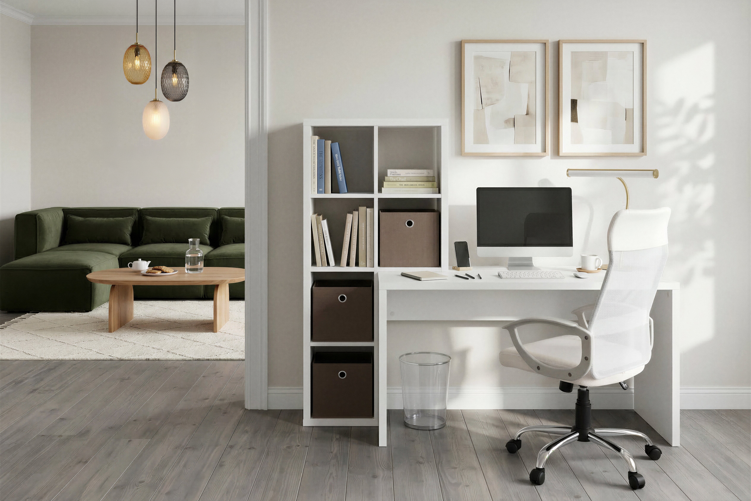 GOODproduct Regal-Schreibtisch »Triest, Computertisch mit Raumtrenner, Breite 156 cm« , Regalelement flexibel montierbar, 6 Fächer, Tischbreite 120 cm