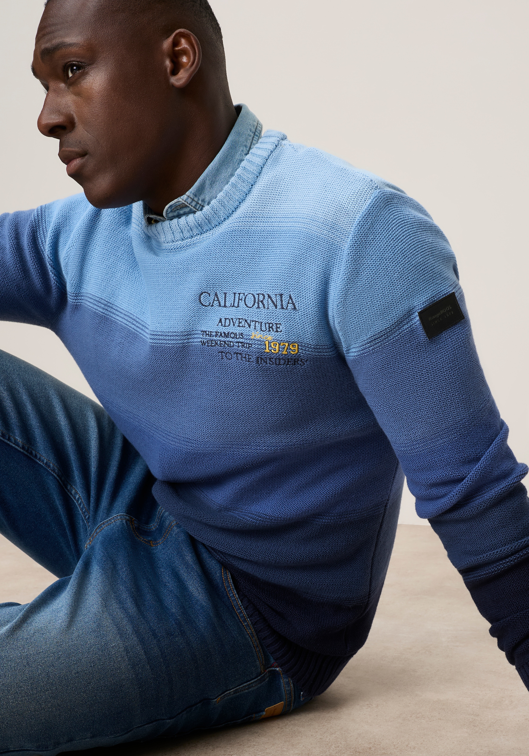 KangaROOS Pull en tricot avec col rond, coupe regular fit, dégradé, manches longues