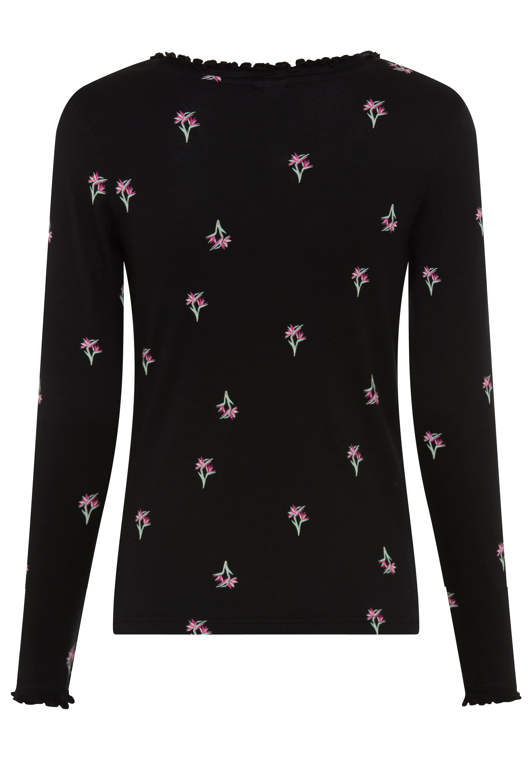 KangaROOS Langarmshirt mit V-Ausschnitt, figurbetonte Passform, hüftlange Form, aus Rippware