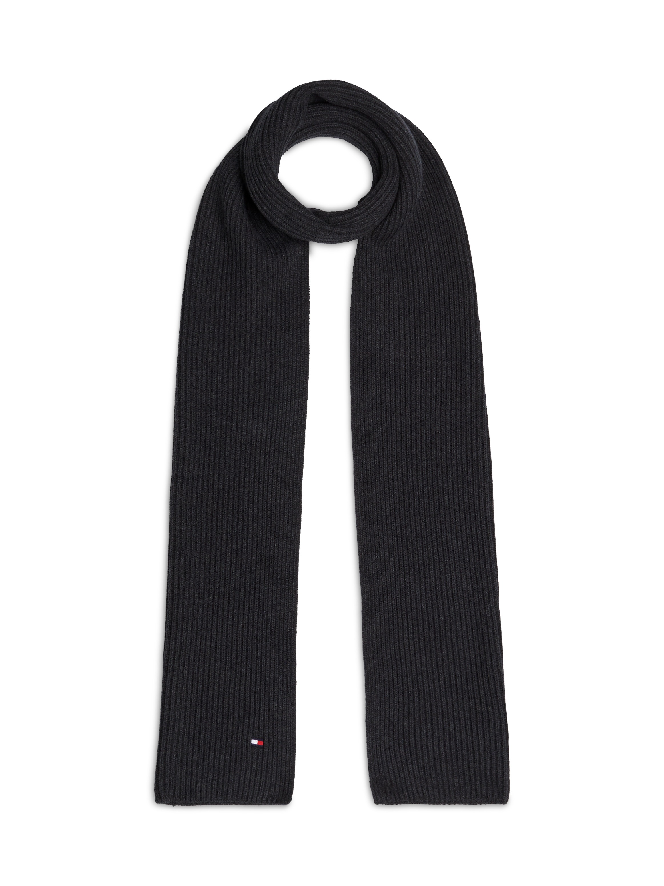 Tommy Hilfiger Strickschal »TH FLAG PIMA COTTON CASH SCARF« mit Logostickerei, mit Kaschmiranteil Unisex