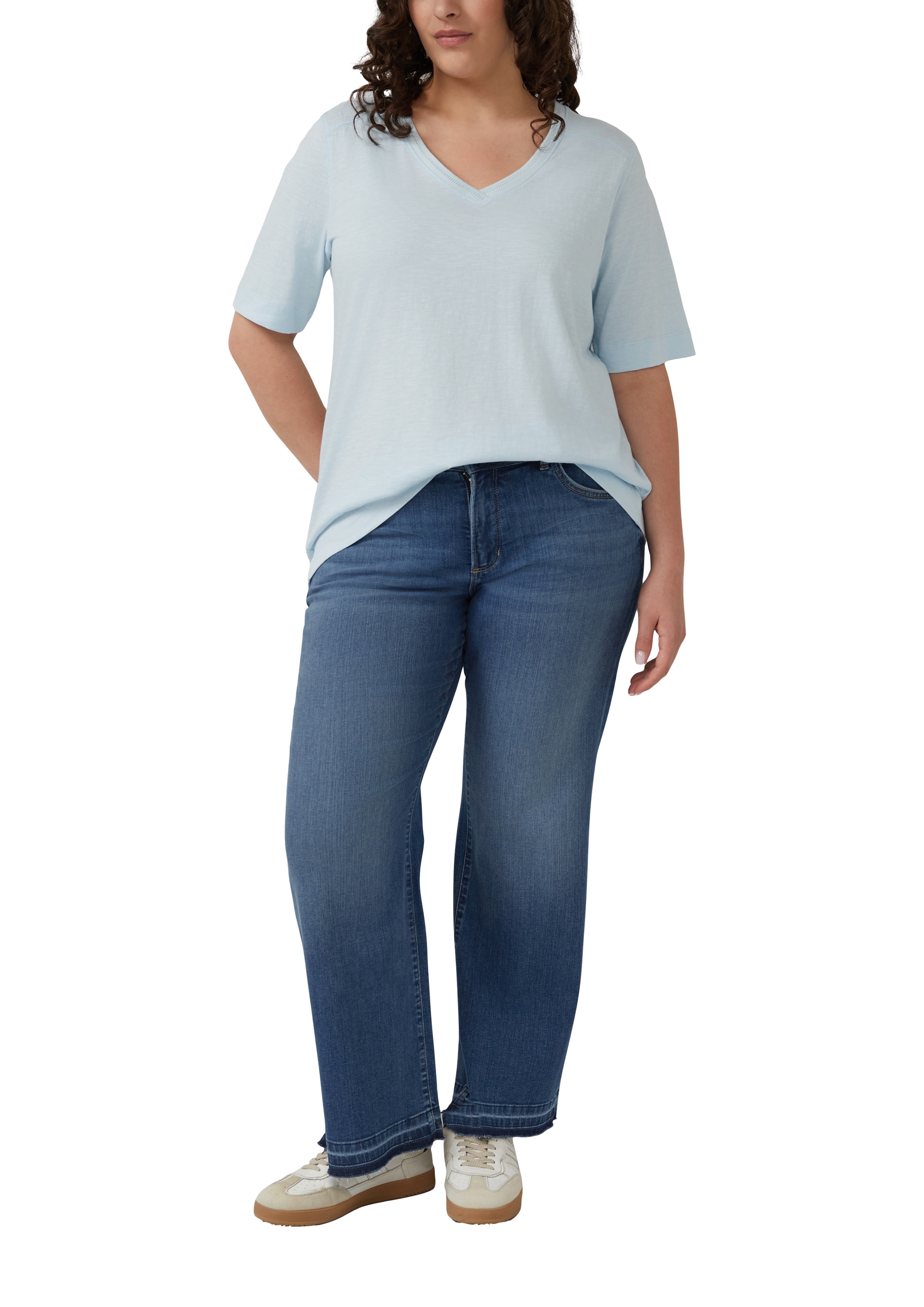 s.Oliver CURVE T-shirt en V T-shirt d'été en coton pur/grandes tailles
