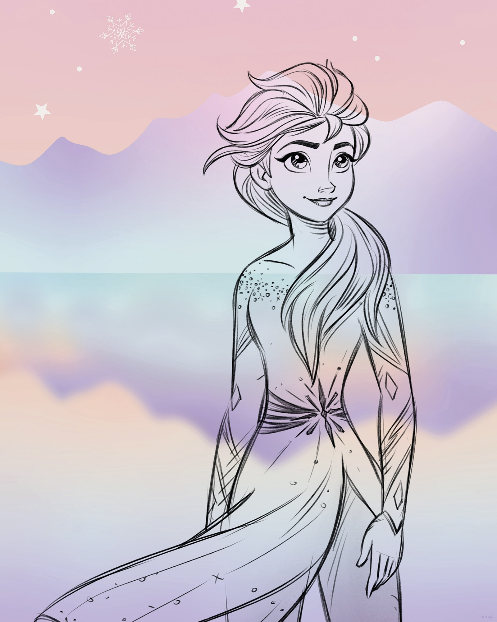 Komar Fresque murale »Disney Frozen Pastell Lights« Set, 1 cuis tlg. 40 x 50 cm (Breite x Höhe) - Kinderzimmer, Dekoration