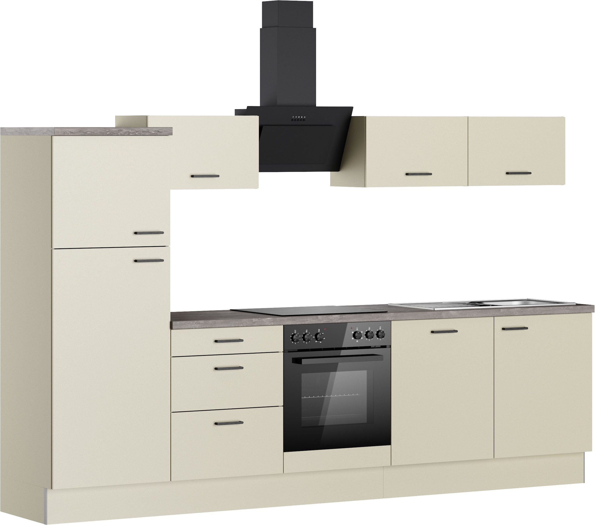 KOCHSTATION Kitchenette »KS-Sion« Breite 300 cm, neue Technik: OPTIsnap, wahlweise mit E-Geräten