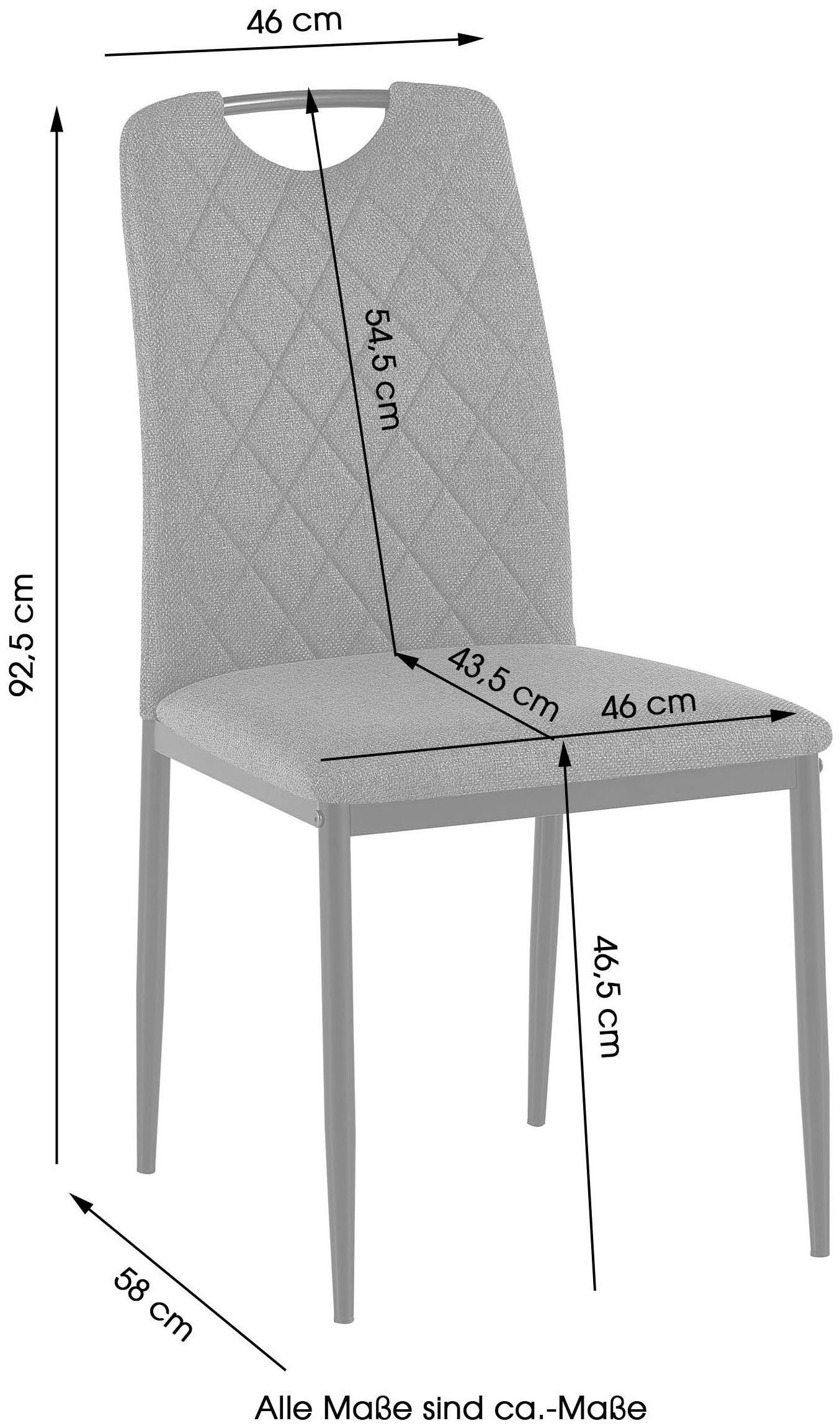 GOODproduct Chaise de salle à manger »Rom« (Ensemble) 2 cuisbequemer Stuhl mit hochwertigem Stoffbezug und Griff im Rücken