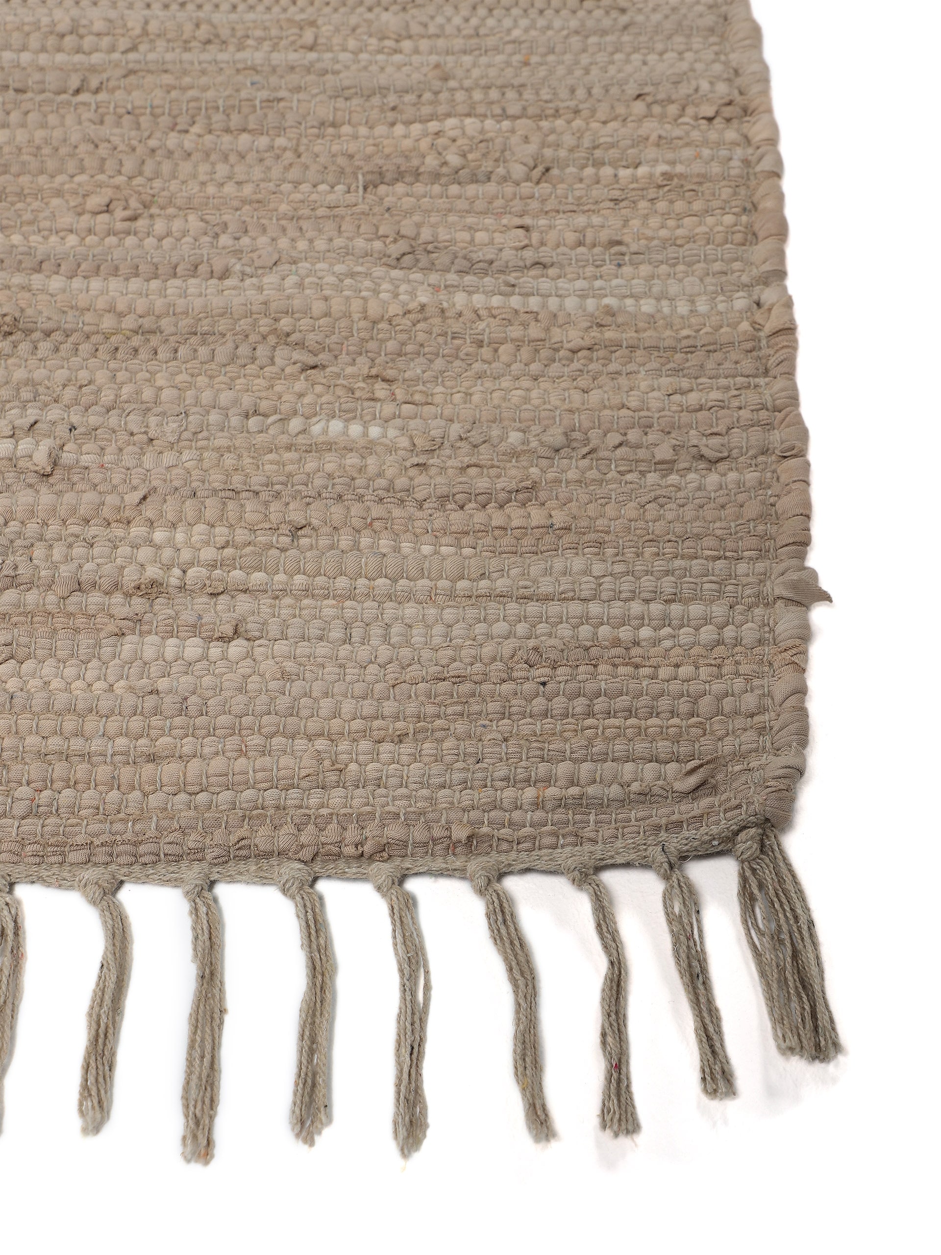 carpetfine Teppich »Kelim Chindi uni , auch als Läufer« rechteckig 5 mm Höhe Wendeteppich, reine Baumwolle, handgewebt, Uni-Farben, mit Fransen