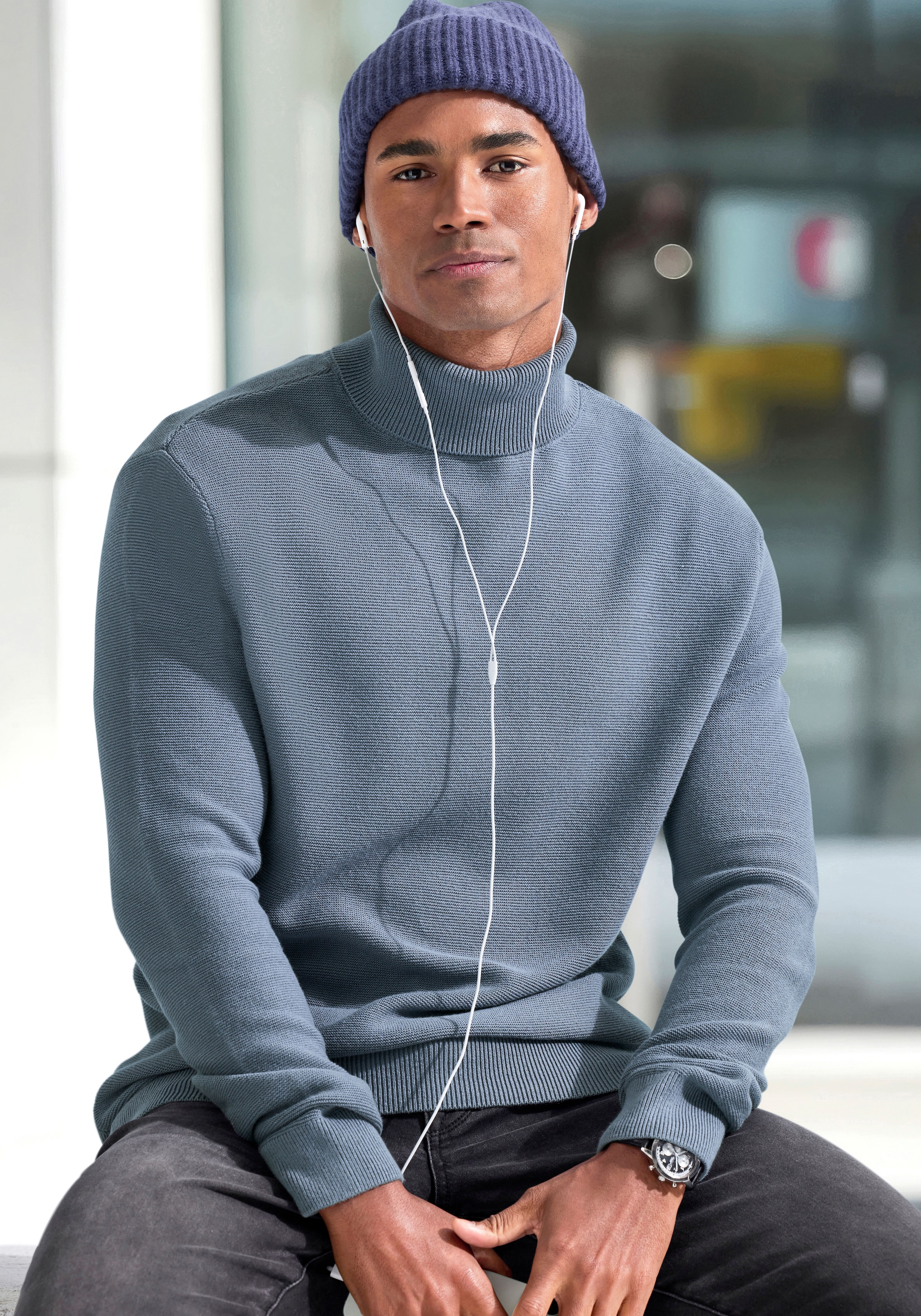 H.I.S Pull à col roulé Strickpullover in modischer Struktur