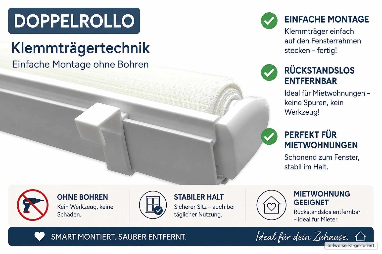 indeko Store double »Simply-Fix Doppelrollo« assombrissant suspendu librement Verdunklung, Lichtfilterung, Sichtschutz, UV-Schutz