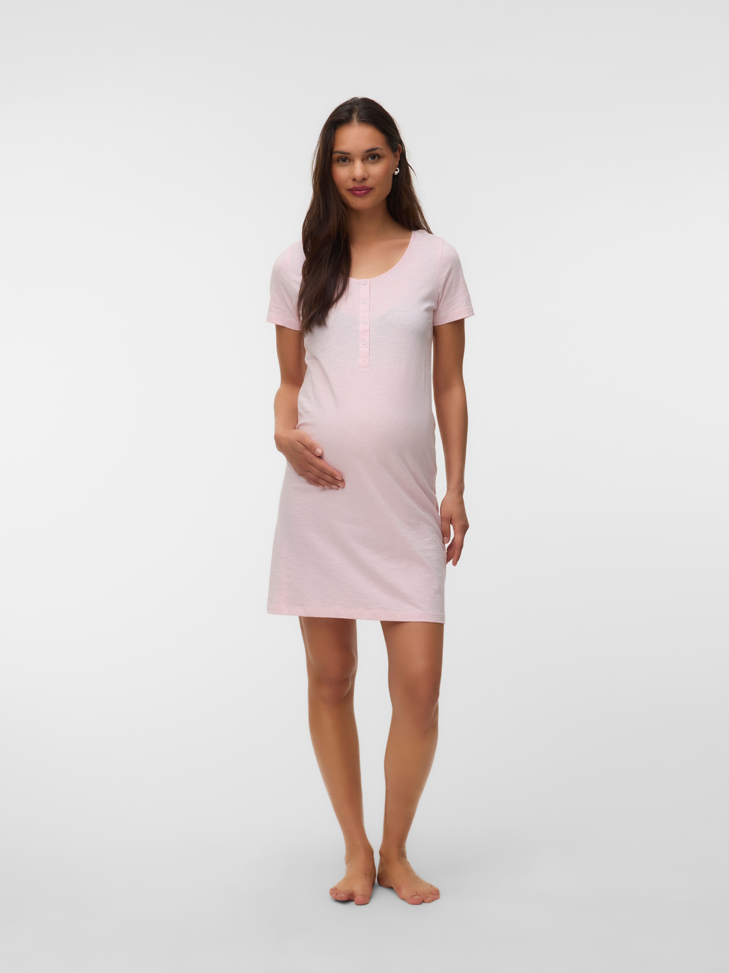Mamalicious Chemise de nuit de grossesse »MLMIRA JRS NIGHTGOWN 2F 2-P NOOS« Paquet, 2 tlg. coupe genou, coupe ample, manches courtes, col rond