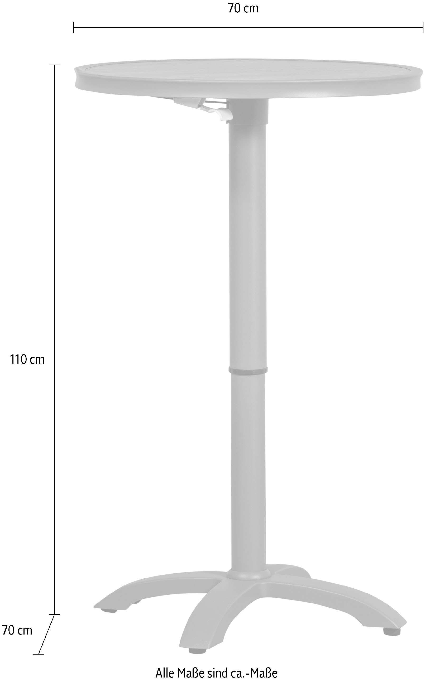 WOOOD Tabouret de bar »Jeppe aus Aluminium höhenverstellbar, B 70 x T 70 x H 72/110 cm« adapté pour l'extérieur, facile à monter, facile d'entretien