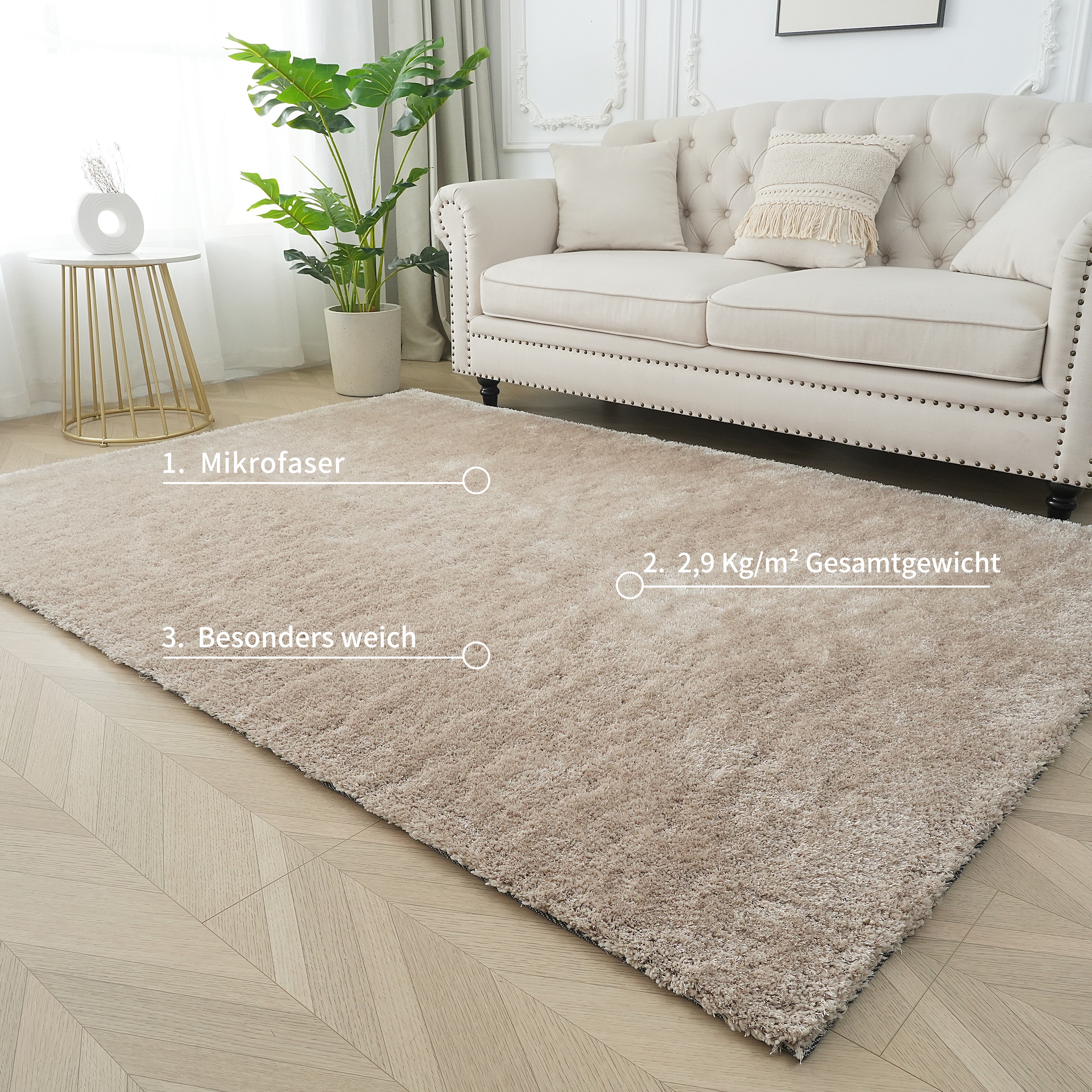 Bruno Banani Tapis »Dana Teppich, besonders weich und kuschelig, Kundenliebling« Rectangulaire 30 mm Höhe uni, Mikrofaser Teppiche, Wohnzimmer, Schlafzimmer, Esszimmer