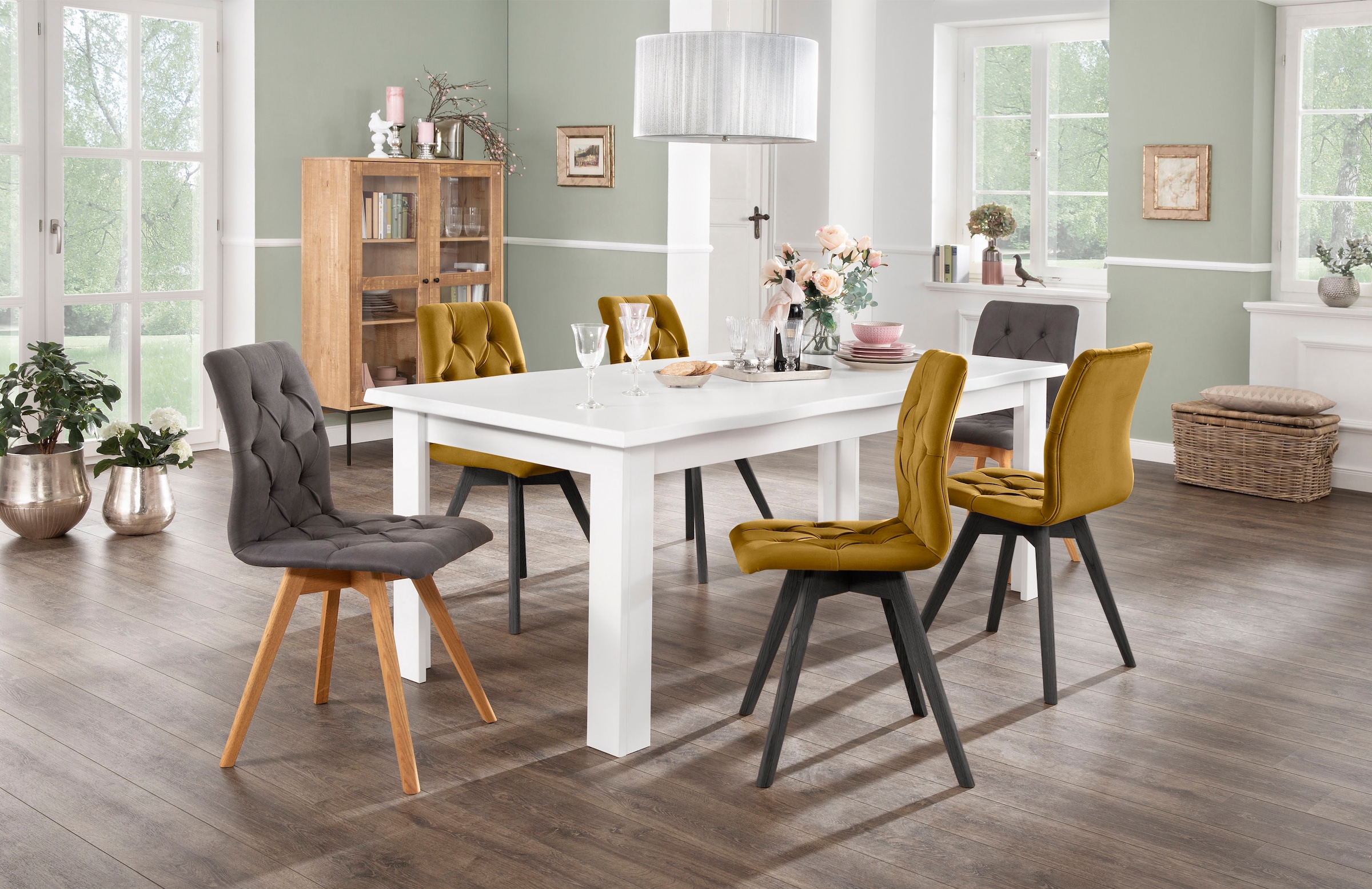 GOODproduct Chaise de salle à manger »Rania« (Set) 2 cuismit Massivholzbeinen