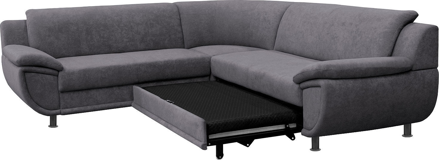TRENDMANUFAKTUR Canapé d'angle »Rondo wahlweise mit Schlaffunktion, 267x247 cm (BxT), breite Armlehnen« forme en L, option ressort disponible, pieds noirs