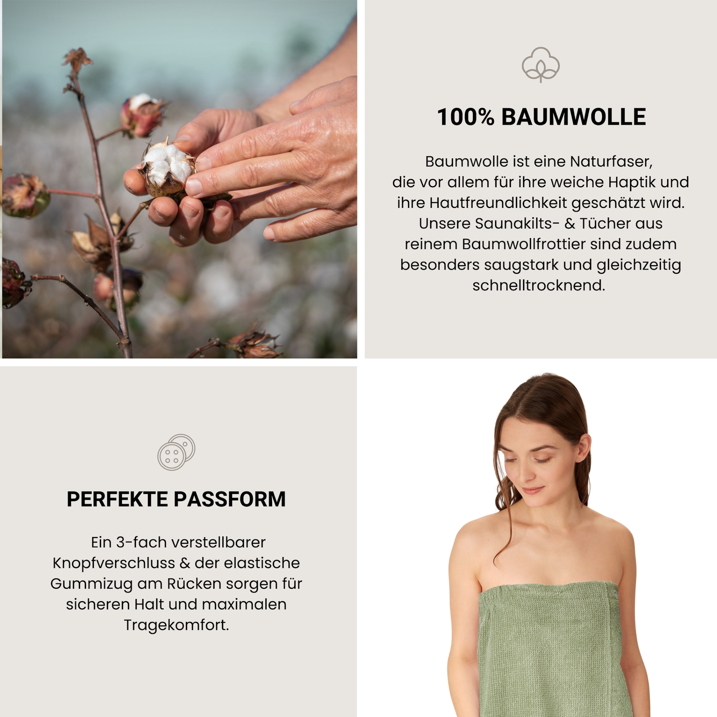 Schiesser Sarong »Saunakilt Turin für Damen in angesagter Reiskornoptik« 1 cuis Made in Green