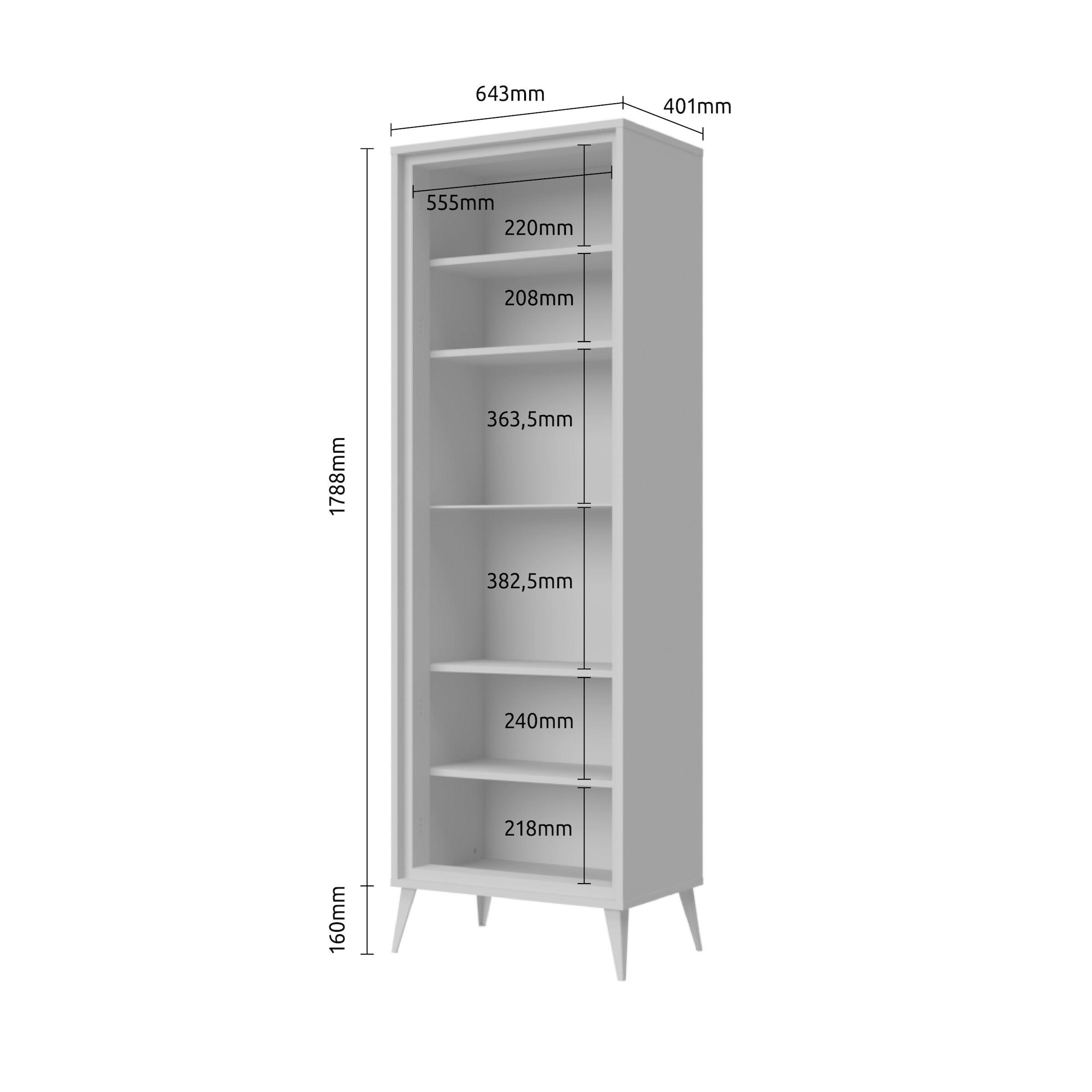GOODproduct Vitrine »Vida« (H/B/T): 195/64/40cm,  UV lackiert, hochglänzend, Soft-Close und Push-to-open Funktion