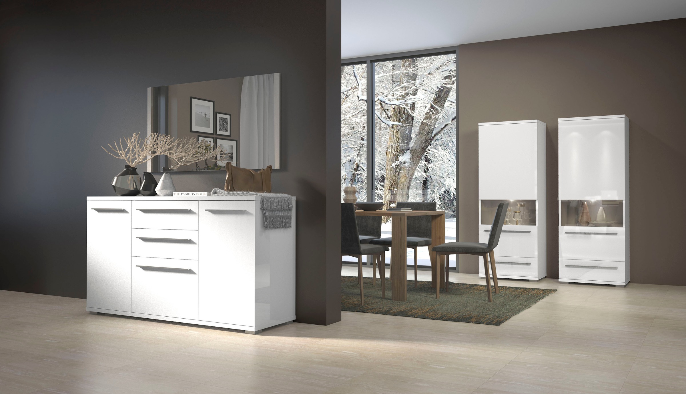 PLACES OF STYLE Commode »Piano« (H/B/T): 84,6/150/45,2cm,  Hochglanz UV lackiert, Soft-Close Funktion